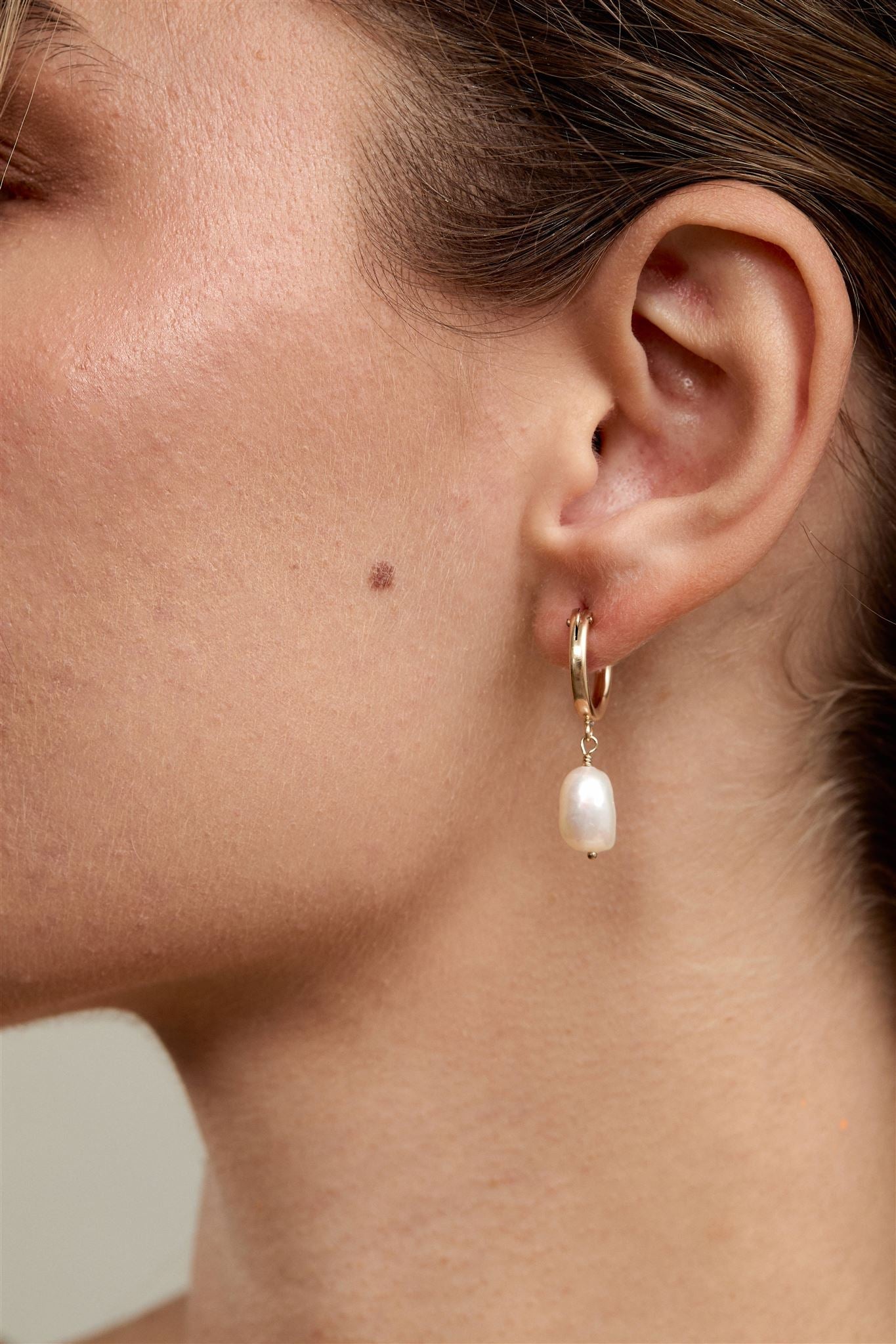 14k Gold Filled Freshwater Pearl 15mm Hoop Earrings Adelle