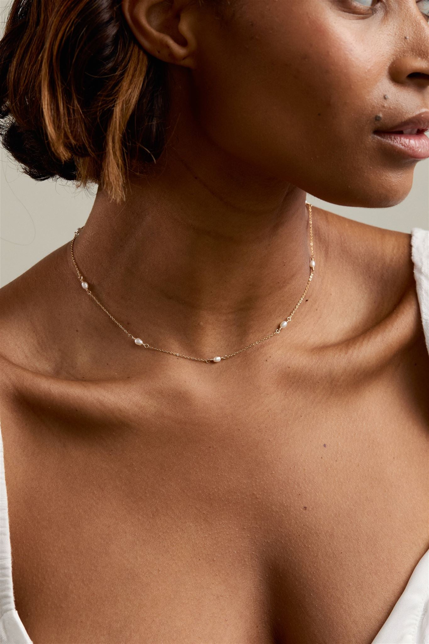 Freshwater Rice Pearl Necklace 14k Gold Over Brass Madeline Necklace