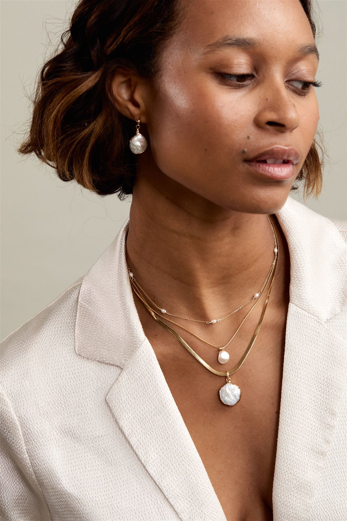 Freshwater Rice Pearl Necklace 14k Gold Over Brass Madeline Necklace