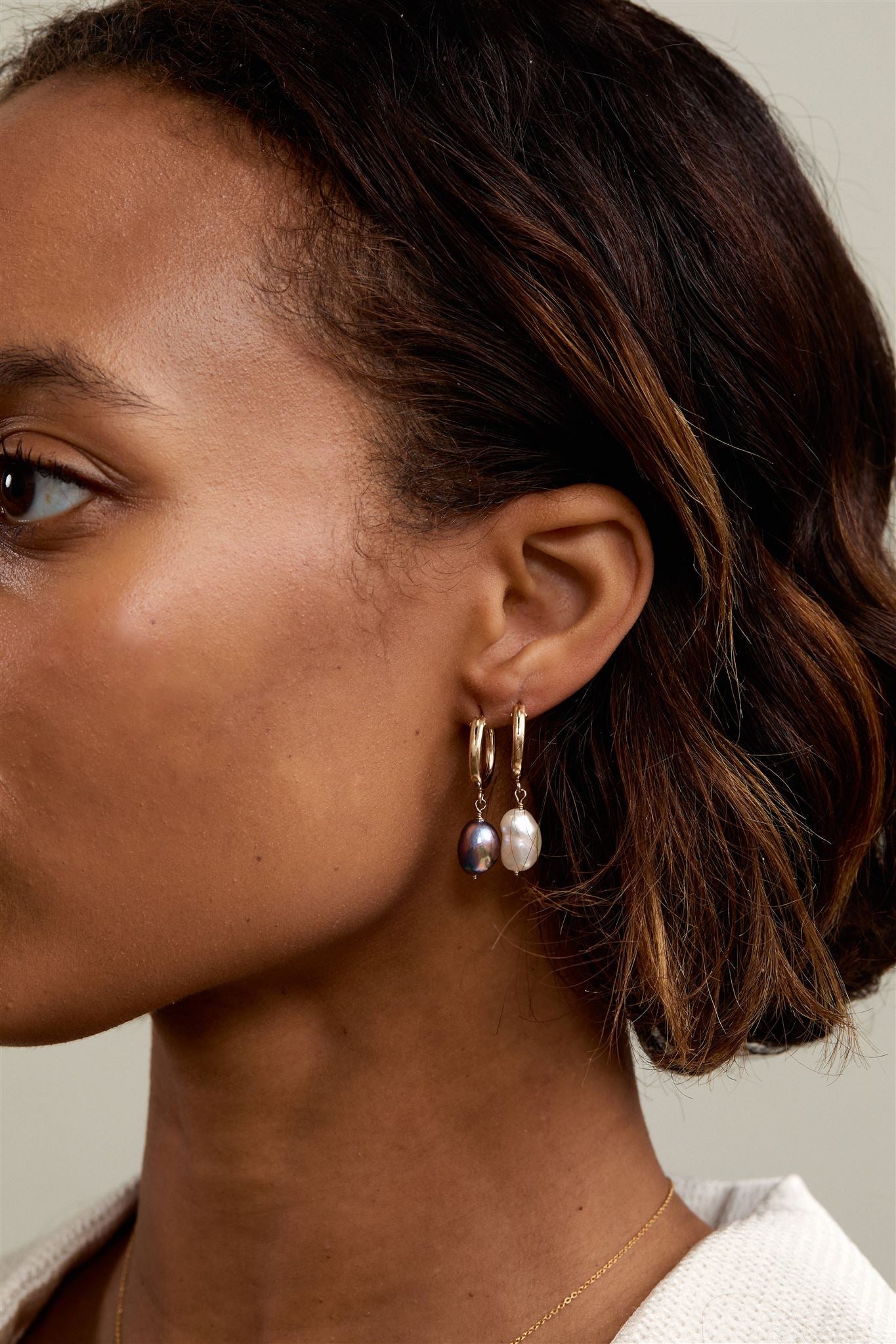 14k Gold Filled Freshwater Pearl 15mm Hoop Earrings Adelle