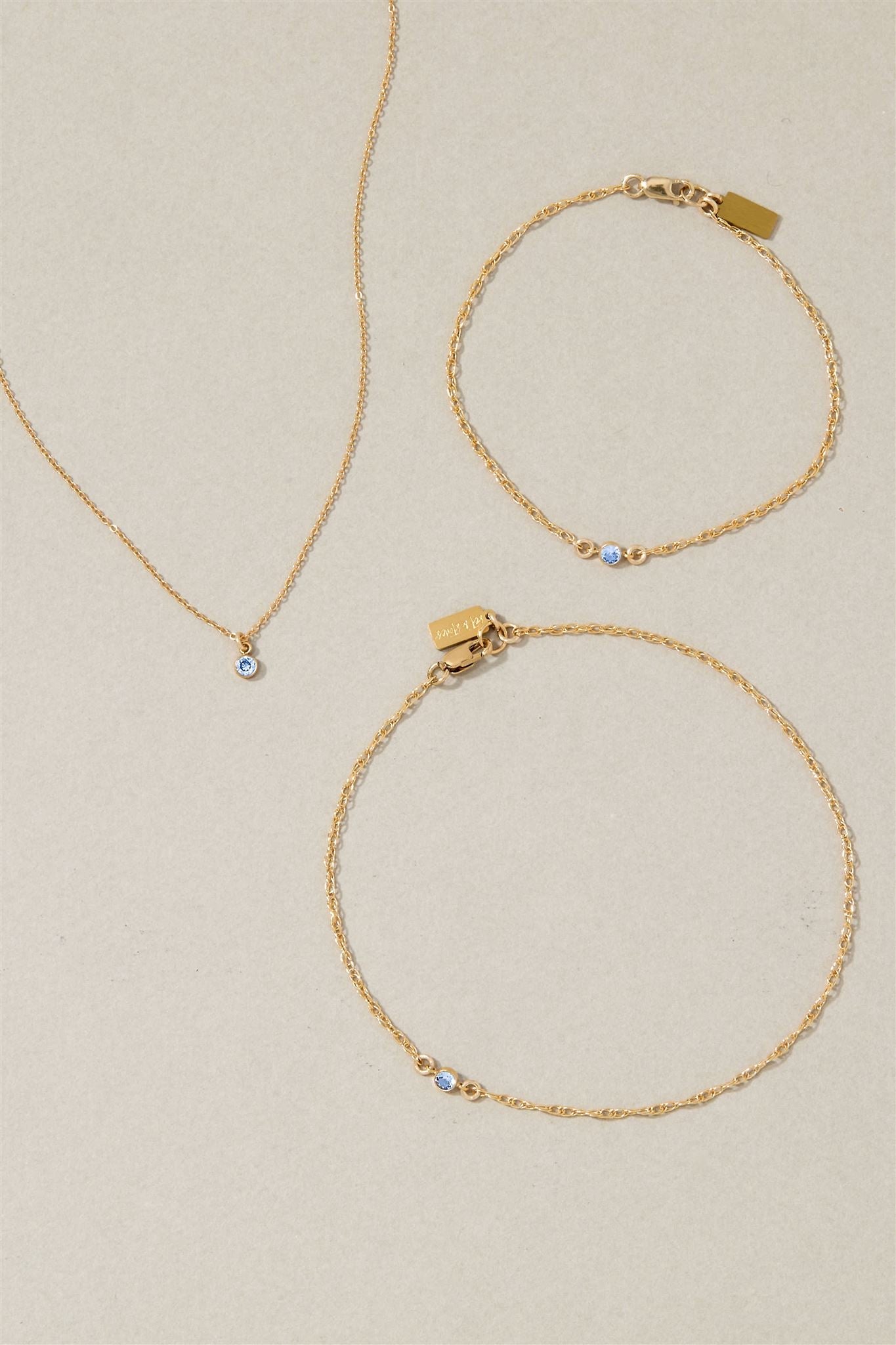 Something Blue 3mm Bezel Set Necklace 14k Gold Filled