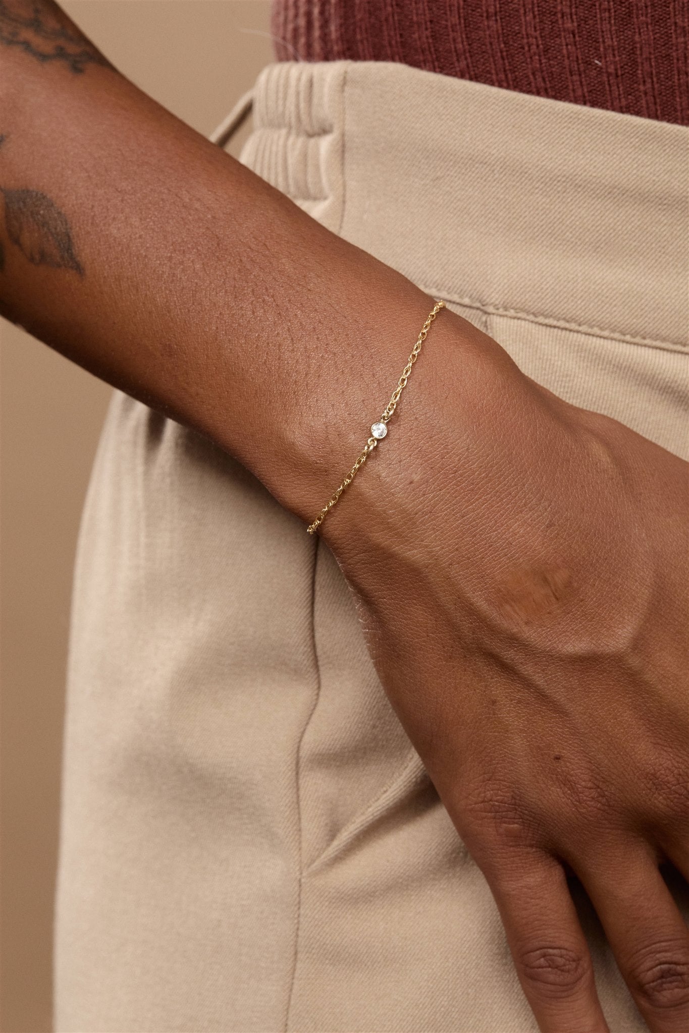 Birthstone 14k Gold Filled Bracelet with Cubic Zirconia Connector