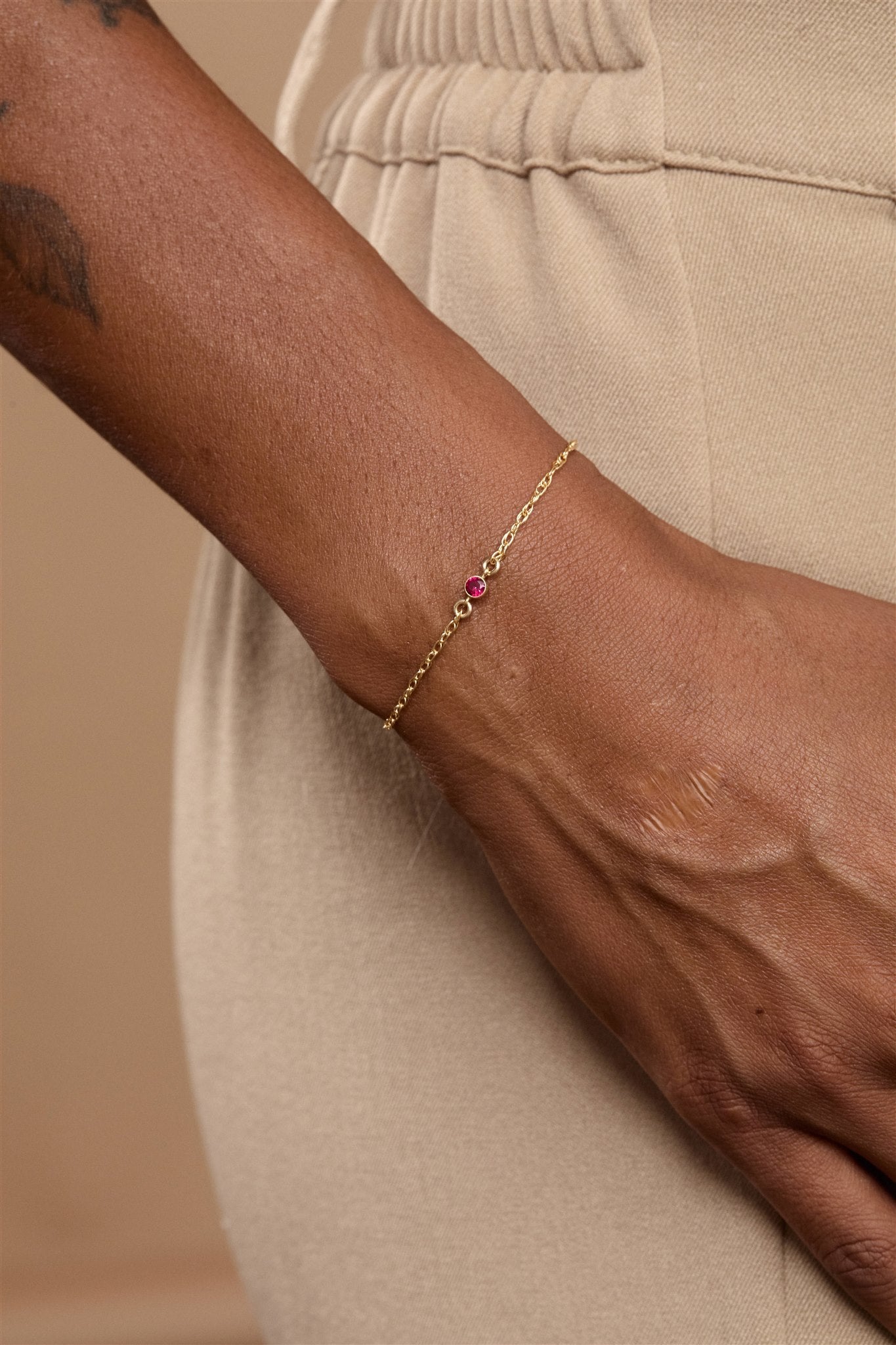 Birthstone 14k Gold Filled Bracelet with Cubic Zirconia Connector