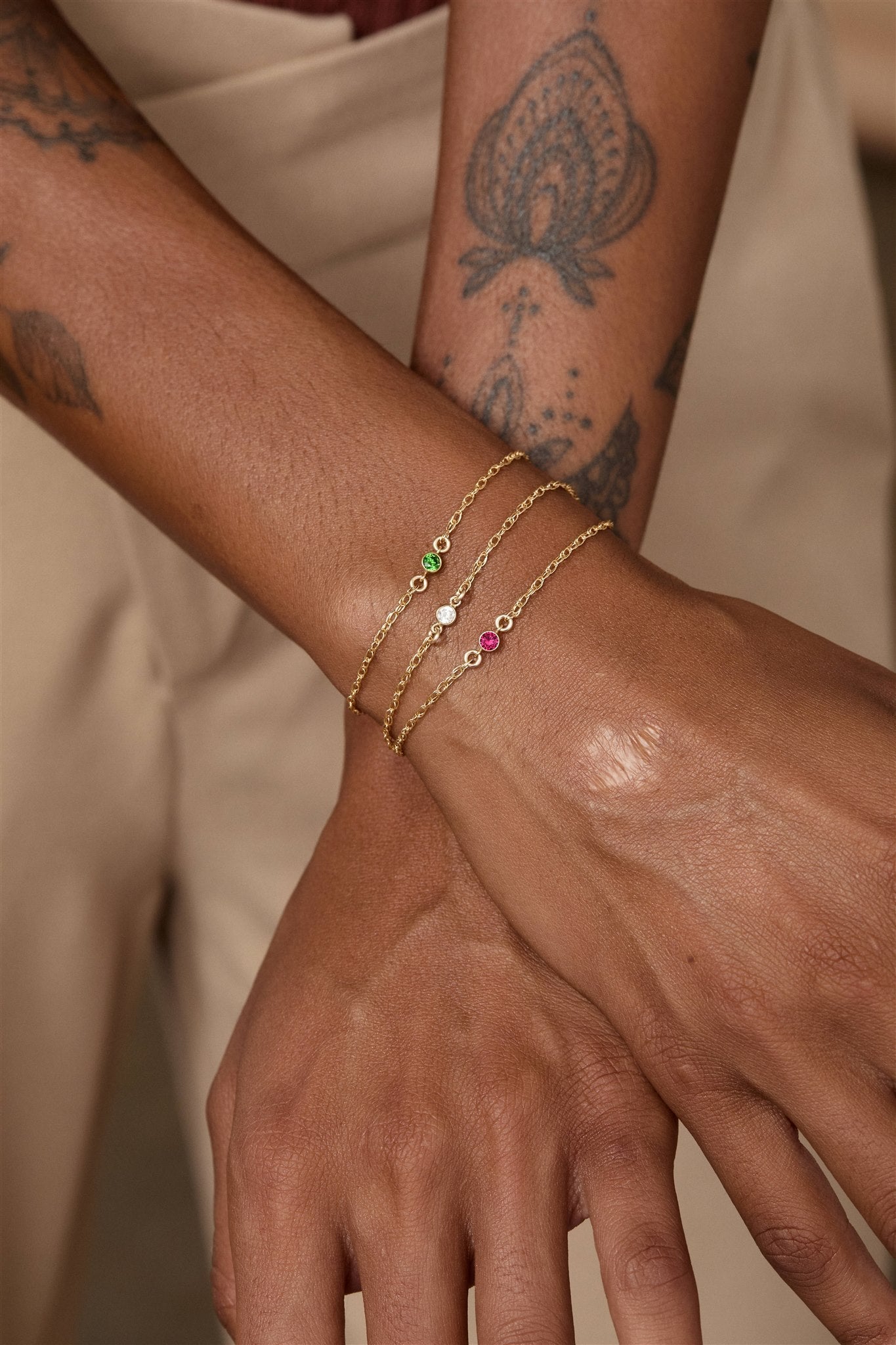 Birthstone 14k Gold Filled Bracelet with Cubic Zirconia Connector