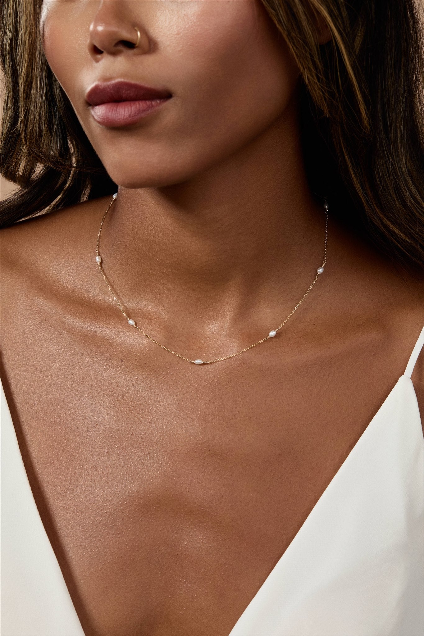 Freshwater Rice Pearl Necklace 14k Gold Over Brass Madeline Necklace