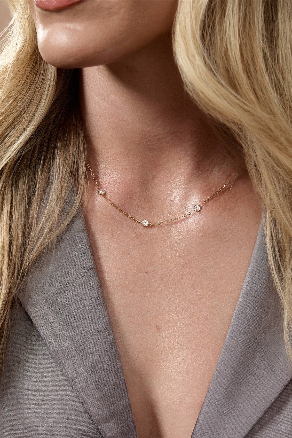 14k Gold Filled 4mm Cubic Zirconia Necklace Faye