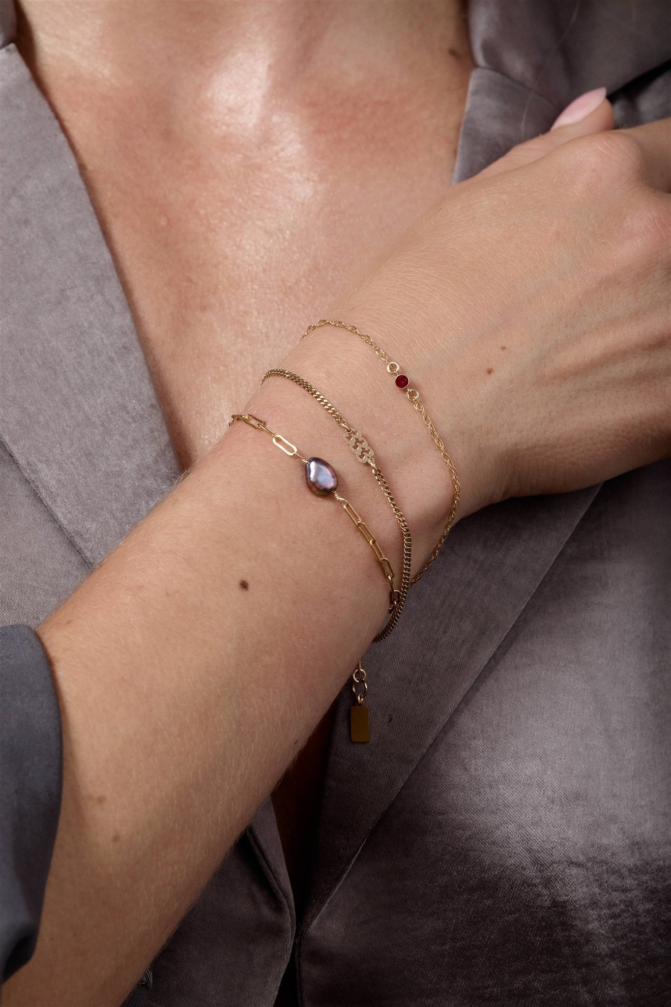 Birthstone 14k Gold Filled Bracelet with Cubic Zirconia Connector