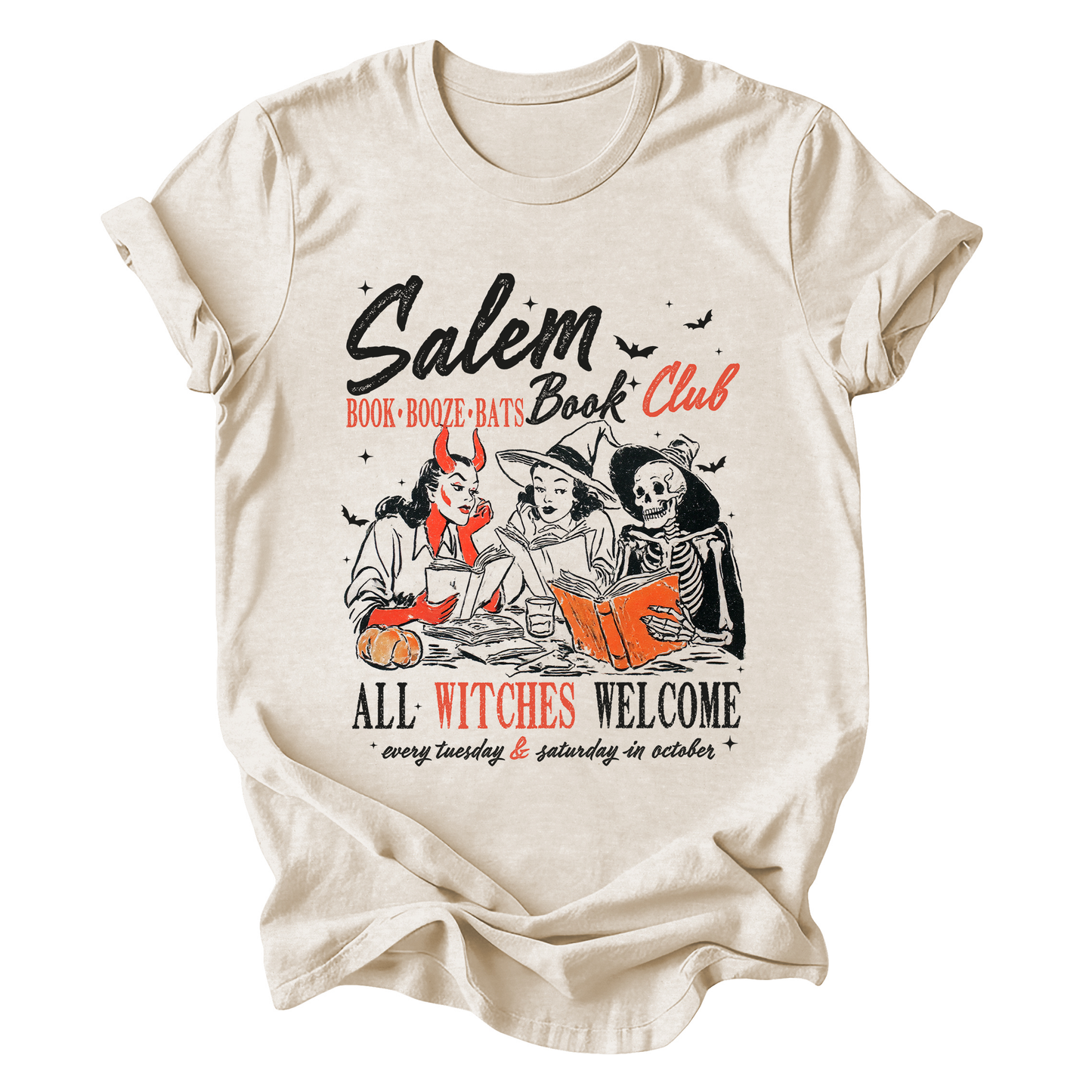 Salem Book Club, All Witches Welcome, Bookish, Booktok, Halloween, Trending Tshirt, Graphic Tee, Tshirt