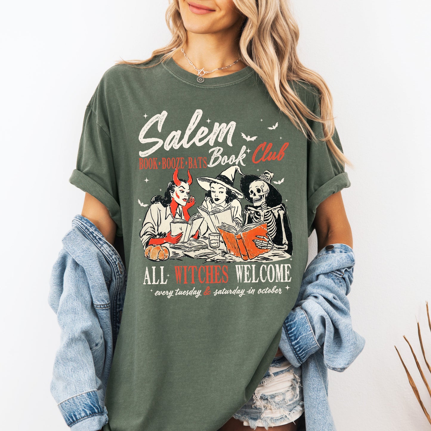 Salem Book Club, All Witches Welcome, Bookish, Booktok, Halloween, Trending Graphic Tee, Comfort Colors T-Shirt