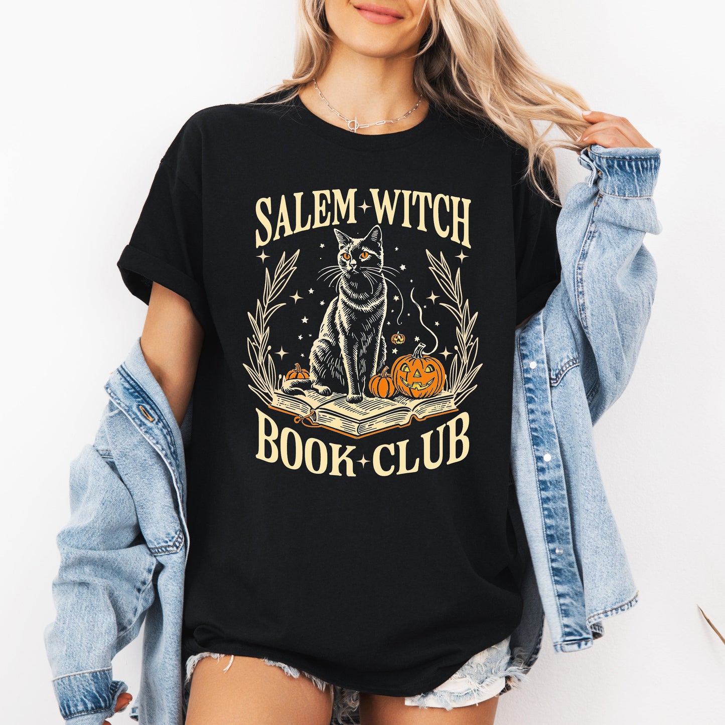 Salem Book Club, Cat, Retro, Classic, Vintage, Halloween, Reading, Books, Tshirt