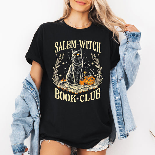 Salem Book Club, Cat, Retro, Classic, Vintage, Halloween, Reading, Books, Tshirt