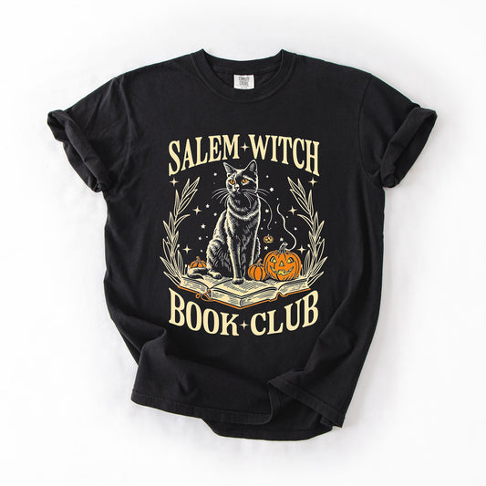 Salem Book Club, Cat, Retro, Classic, Vintage, Halloween, Reading, Books, Comfort Colors T-Shirt