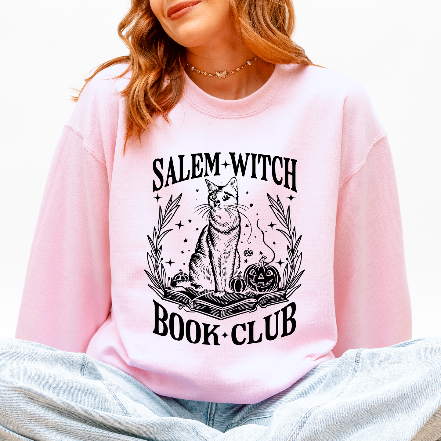 Salem Book Club, Cat, Retro, Classic, Vintage, Halloween, Reading, Books Sweatshirt
