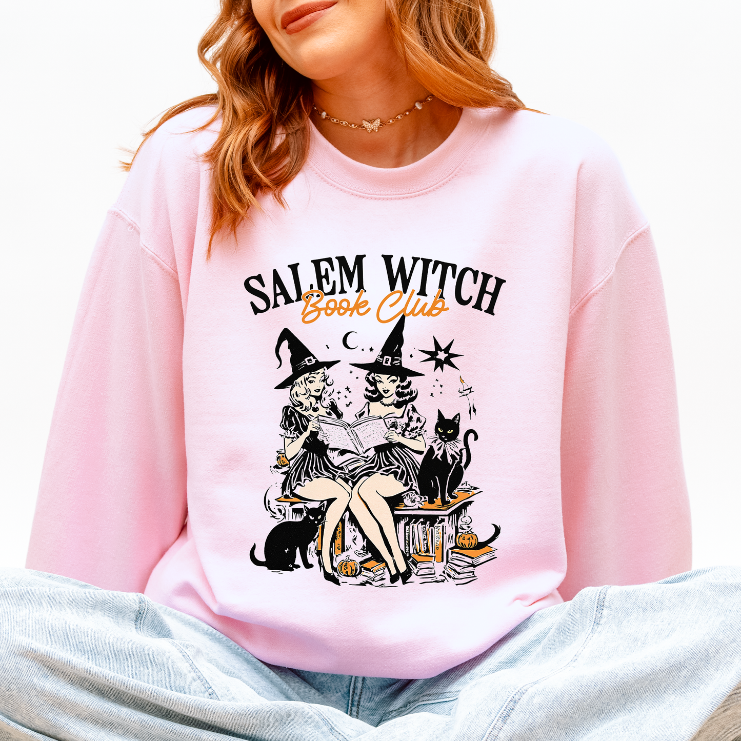 Salem Book Club, Cute Cats, Retro, Classic, Vintage, Halloween, Reading, Books Sweatshirt