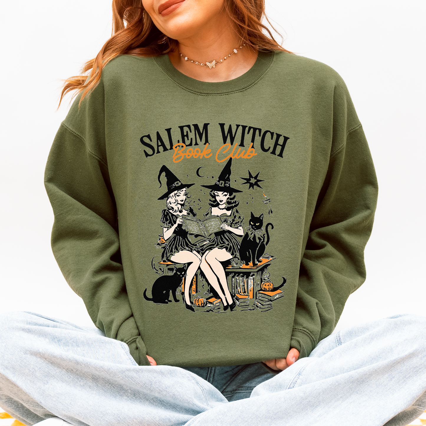 Salem Book Club, Cute Cats, Retro, Classic, Vintage, Halloween, Reading, Books Sweatshirt
