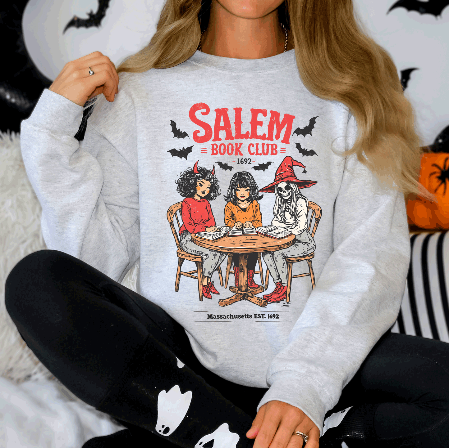 Salem Book Club, Halloween, Reading, Library, Booktok Sweatshirt