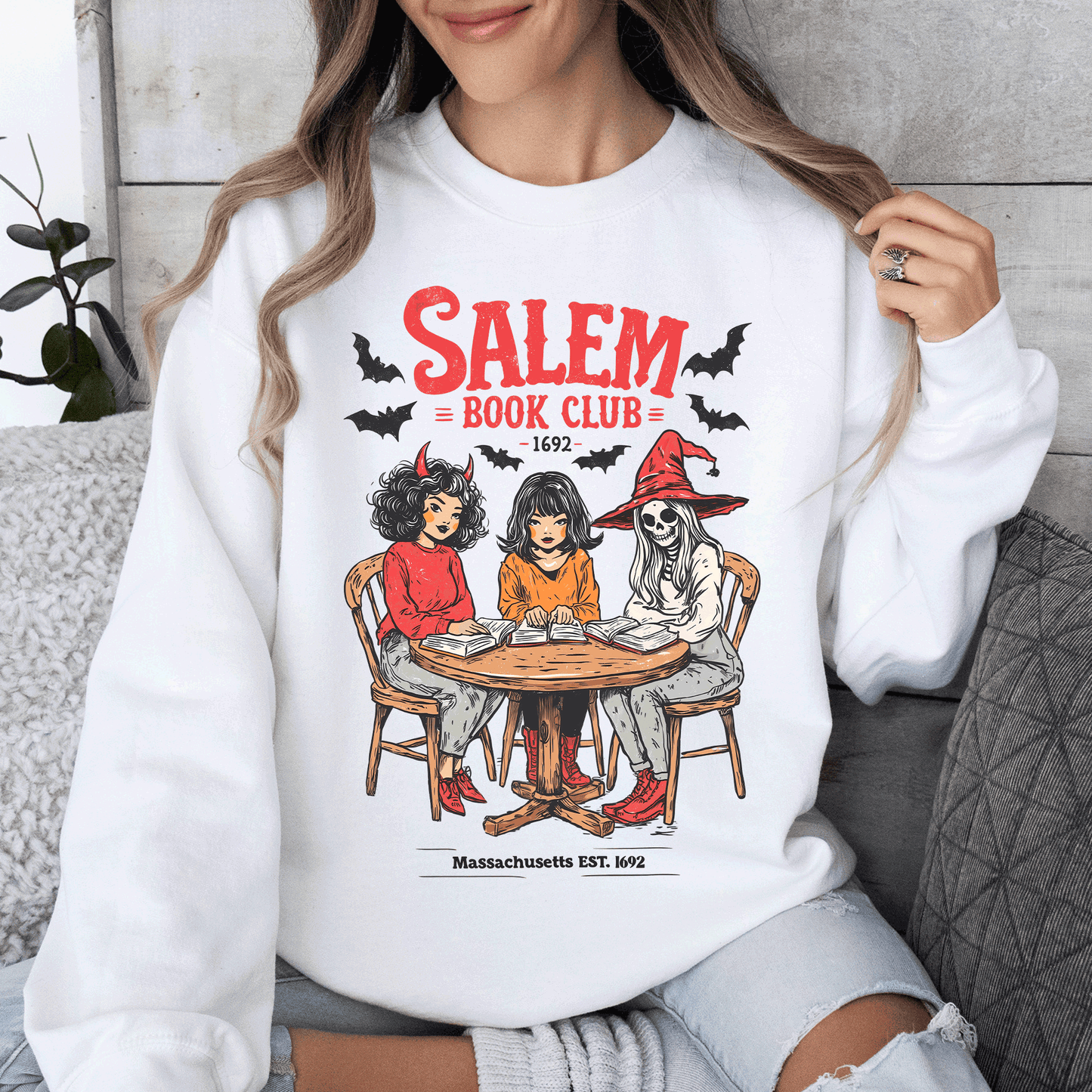 Salem Book Club, Halloween, Reading, Library, Booktok Sweatshirt