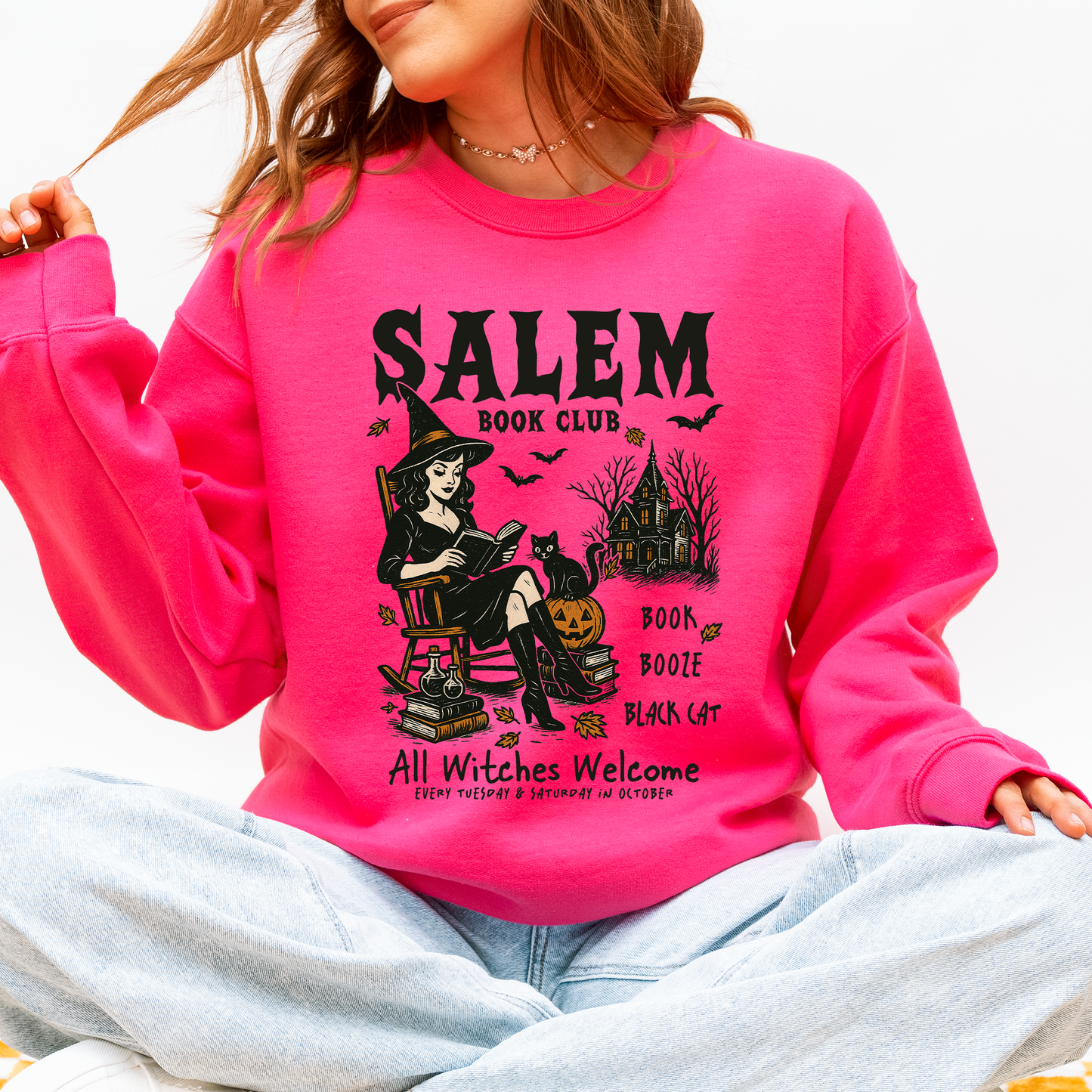 Salem Book Club, Rocking Chair, Retro, Classic, Vintage, Halloween, Reading, Books Sweatshirt