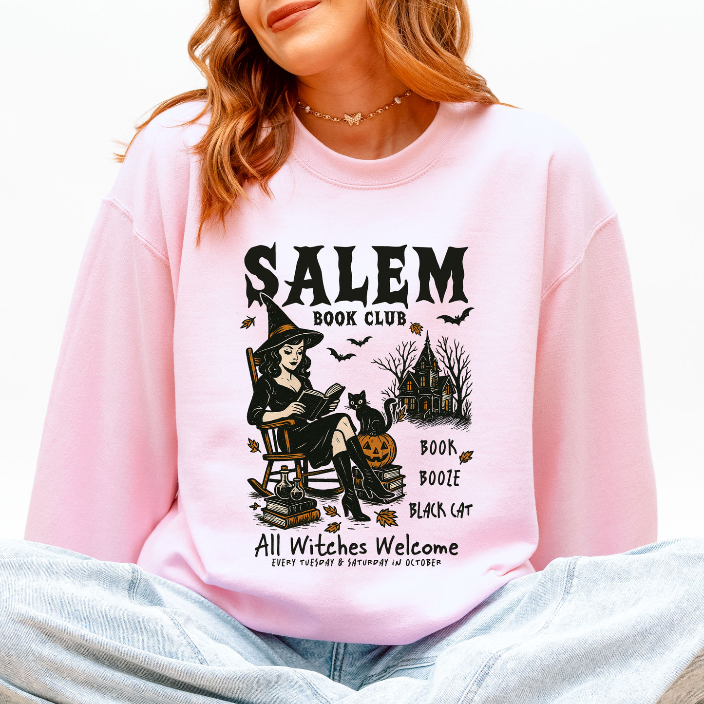 Salem Book Club, Rocking Chair, Retro, Classic, Vintage, Halloween, Reading, Books Sweatshirt