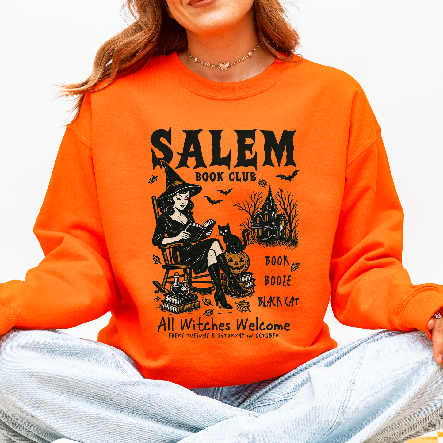 Salem Book Club, Rocking Chair, Retro, Classic, Vintage, Halloween, Reading, Books Sweatshirt