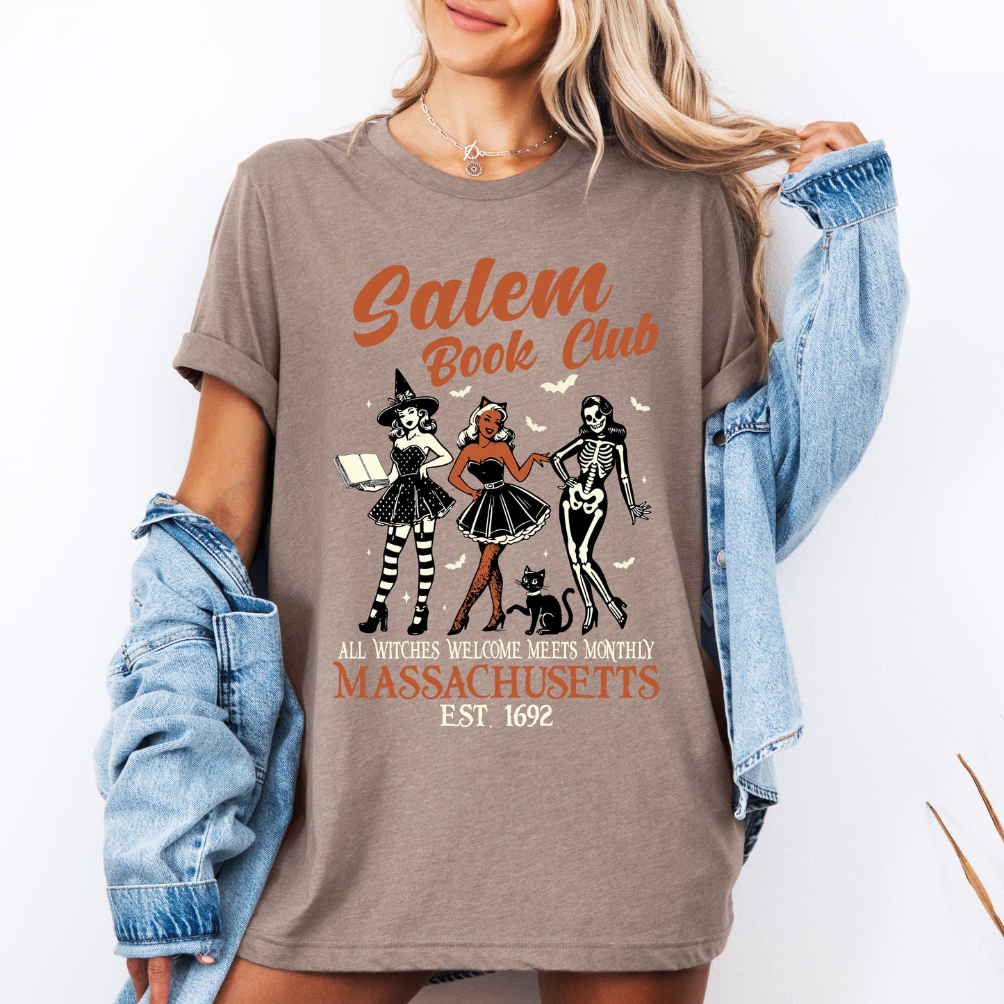 Salem Book Club, est 1692, Retro, Classic, Vintage, Halloween, Reading, Books, Tshirt