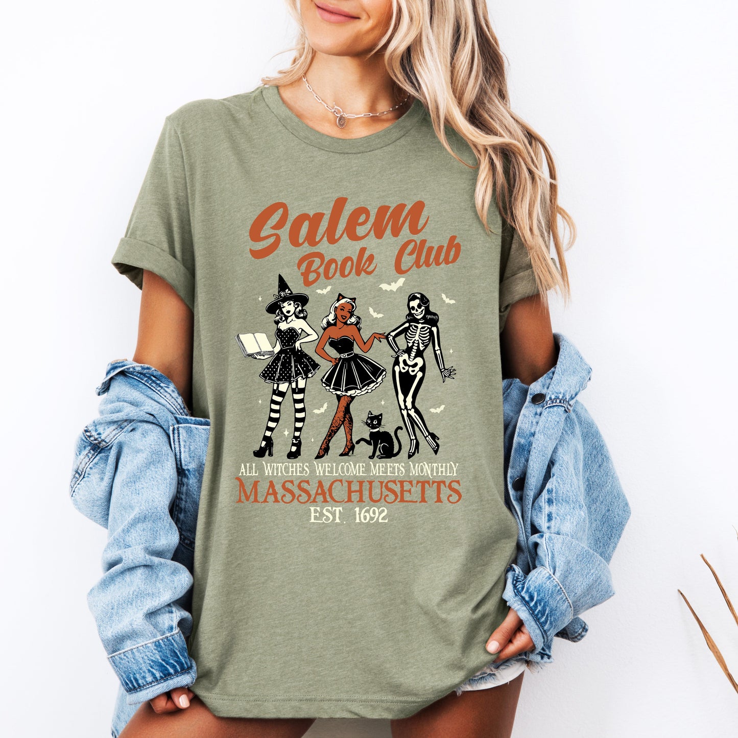 Salem Book Club, est 1692, Retro, Classic, Vintage, Halloween, Reading, Books, Tshirt
