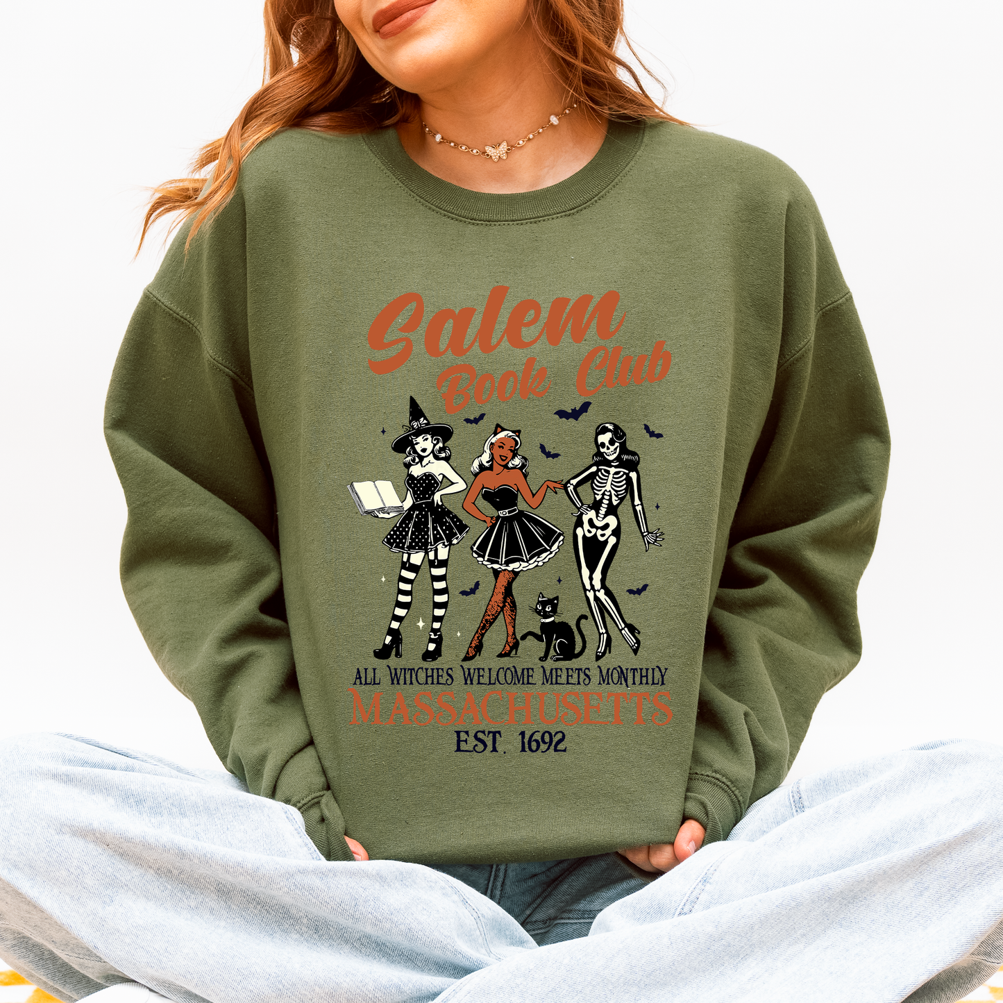 Salem Book Club, est 1692, Retro, Classic, Vintage, Halloween, Reading, Books Sweatshirt