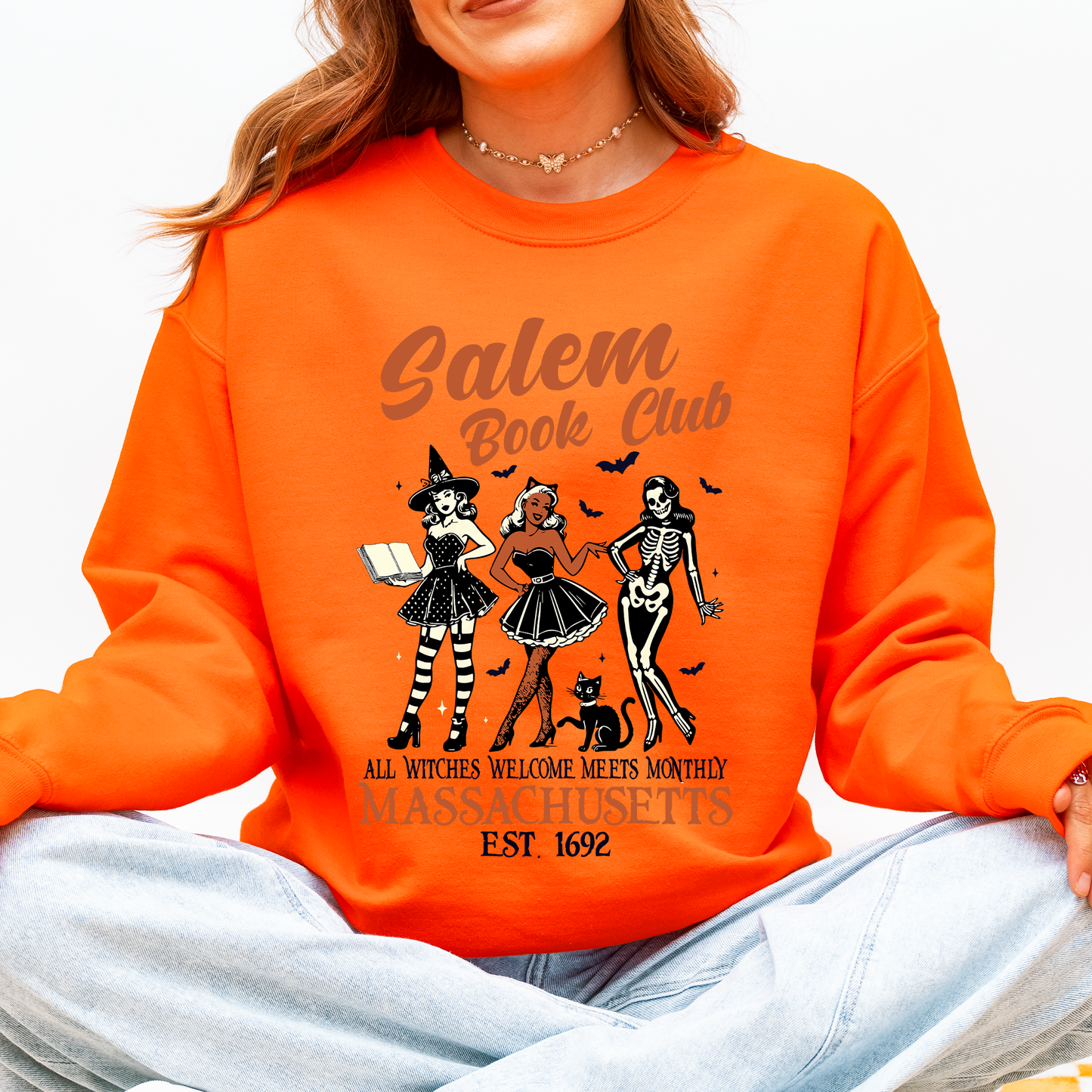 Salem Book Club, est 1692, Retro, Classic, Vintage, Halloween, Reading, Books Sweatshirt