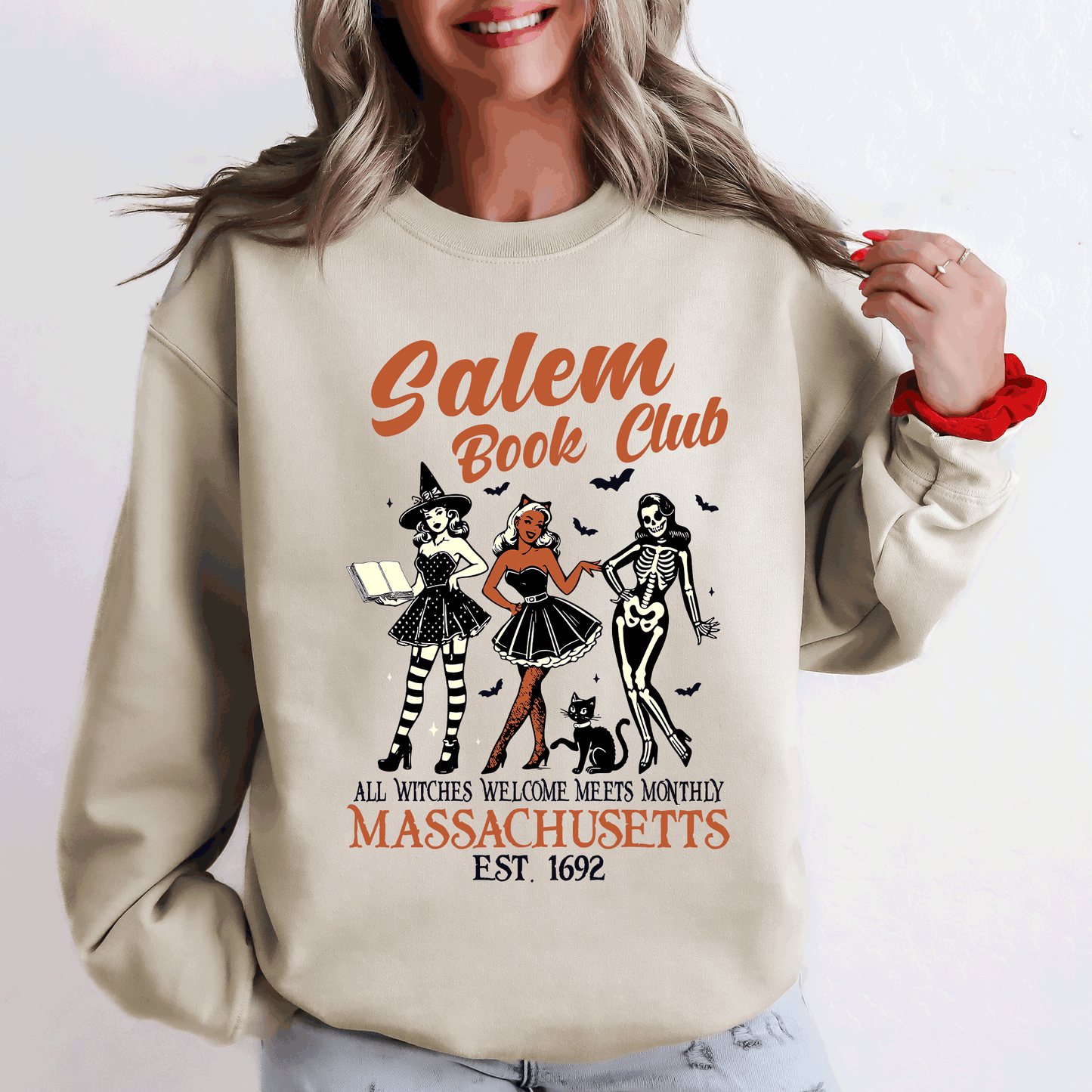 Salem Book Club, est 1692, Retro, Classic, Vintage, Halloween, Reading, Books Sweatshirt