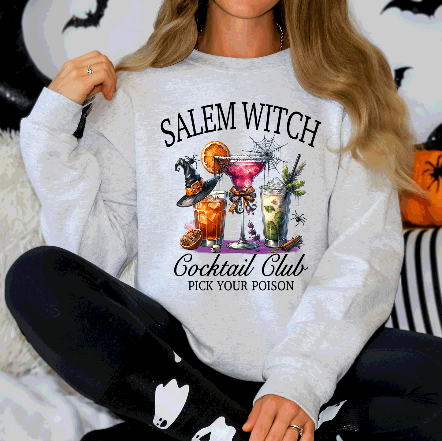 Salem Witch Cocktail Club, Funny, Halloween, Drinks, Party Sweatshirt