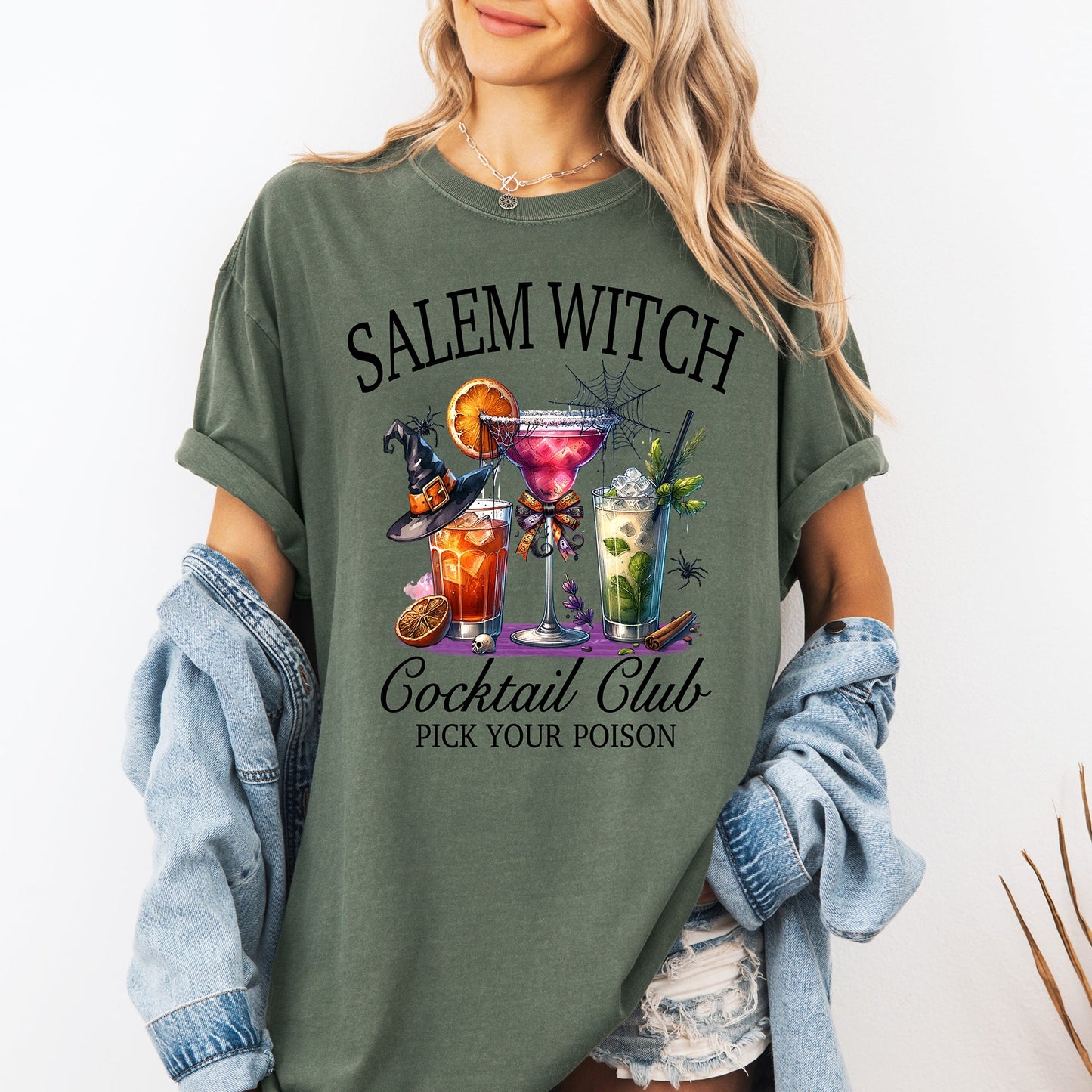 Salem Witch Cocktail Club, Funny, Halloween, Drinks, Party, Comfort Colors T-Shirt
