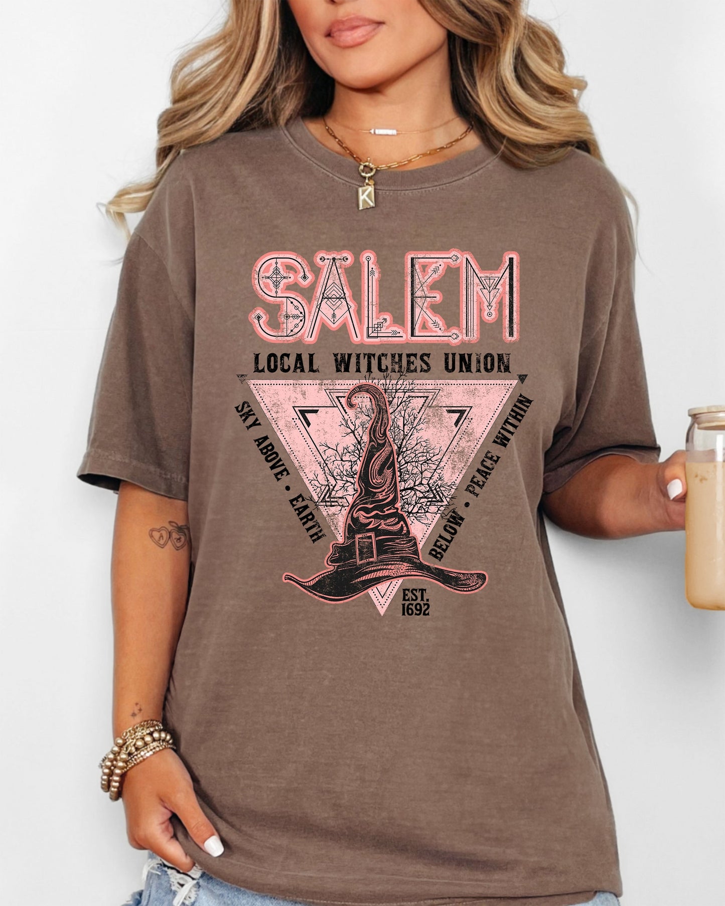 Salem Witches Union, 1692, Halloween, Sky Above, Earth Below, Peace Within, Local Witch Union, Fun Shirt Comfort Colors T-Shirt