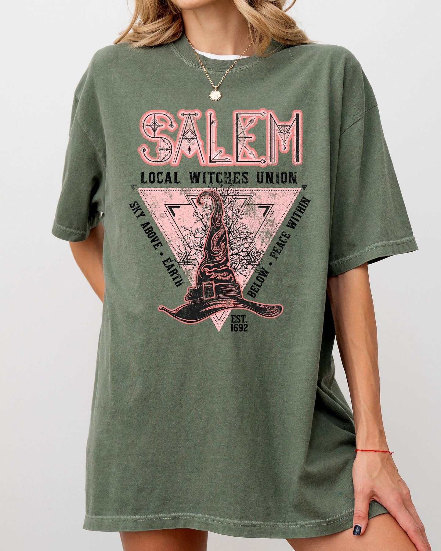 Salem Witches Union, 1692, Halloween, Sky Above, Earth Below, Peace Within, Local Witch Union, Fun Shirt Comfort Colors T-Shirt