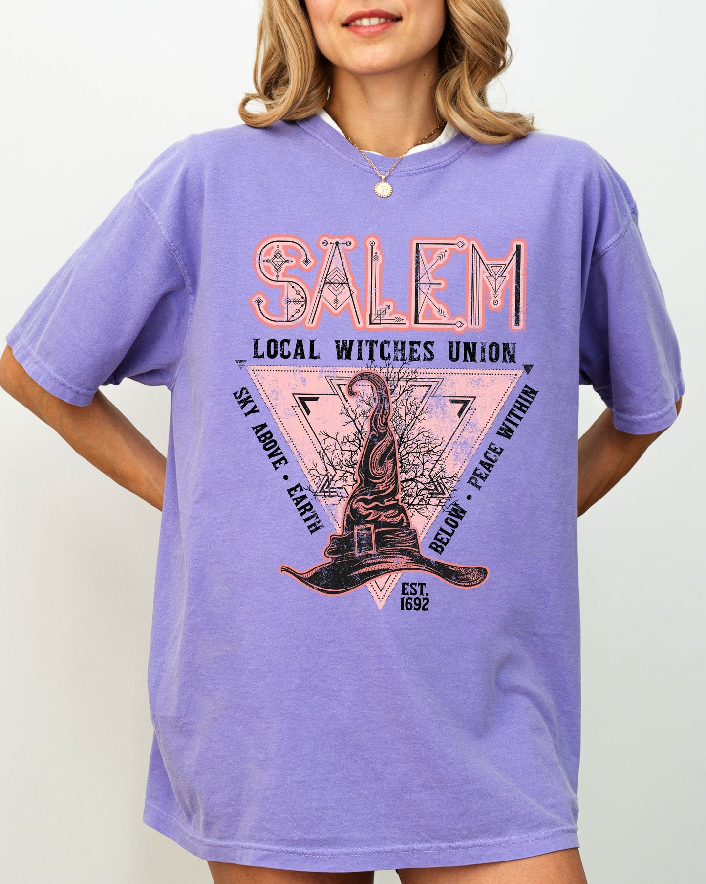 Salem Witches Union, 1692, Halloween, Sky Above, Earth Below, Peace Within, Local Witch Union, Fun Shirt Comfort Colors T-Shirt