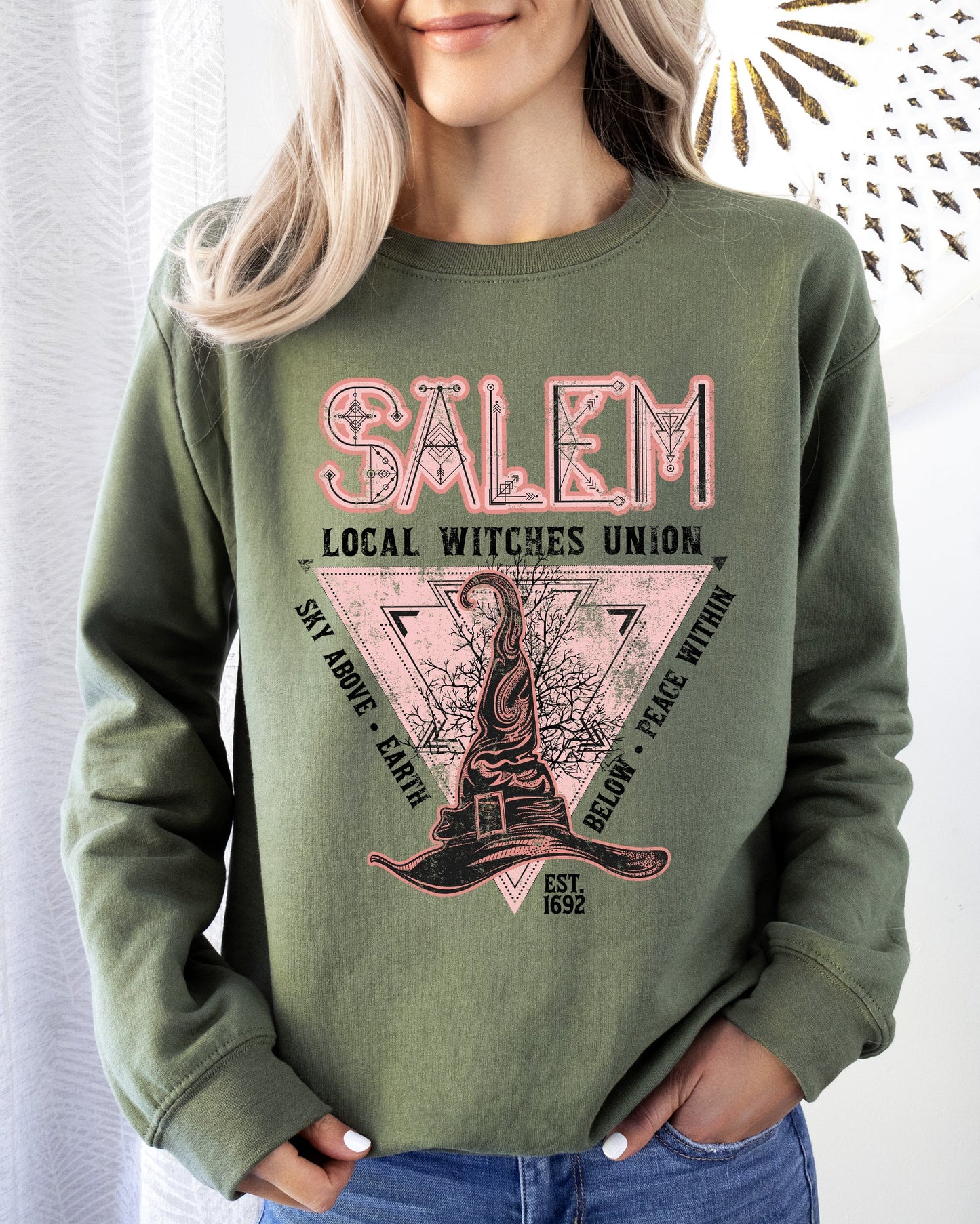 Salem Witches Union, 1692, Halloween, Sky Above, Earth Below, Peace Within, Local Witch Union, Fun Sweatshirt