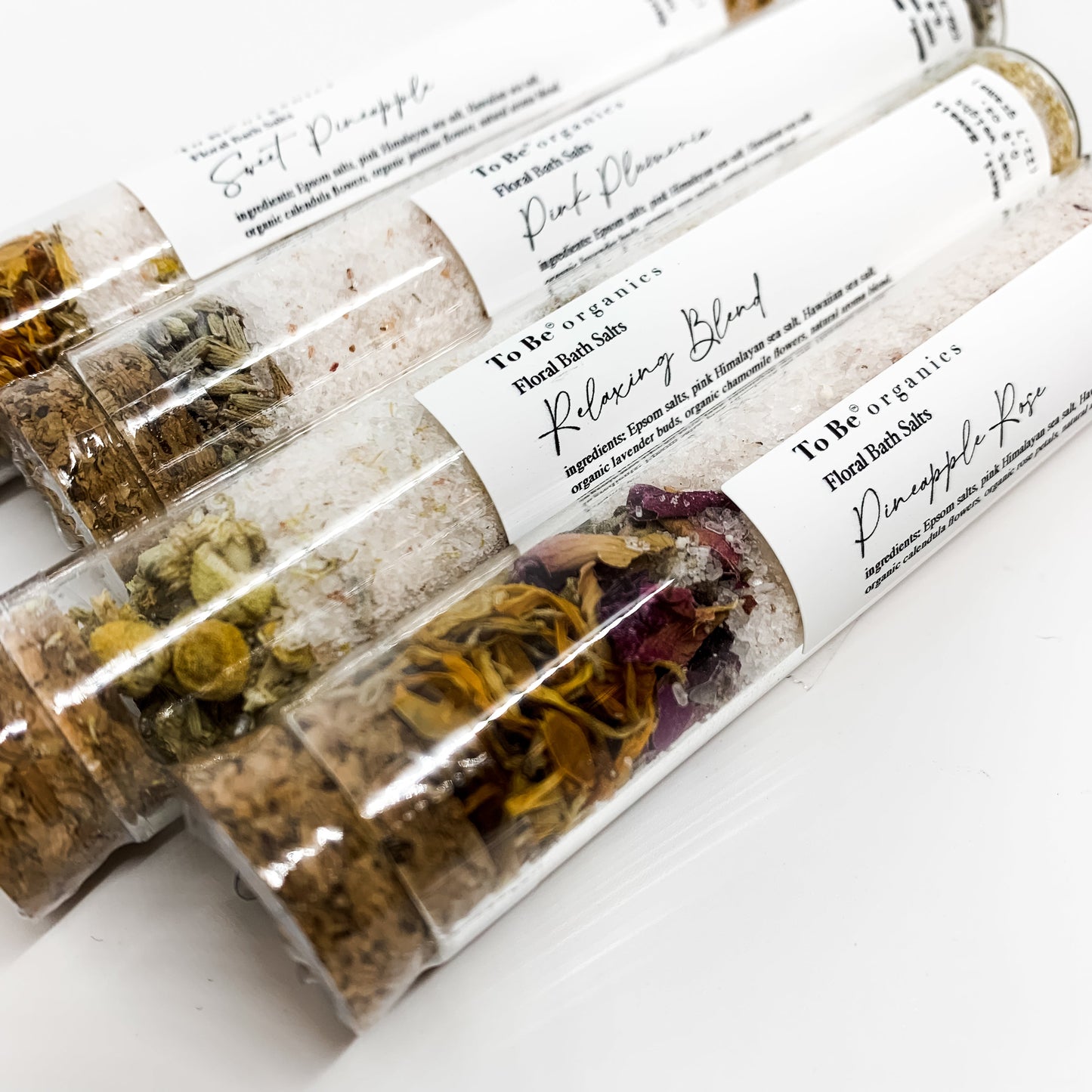 Floral Bath Salts Mini Test Tubes 100% Natural Bath Salts