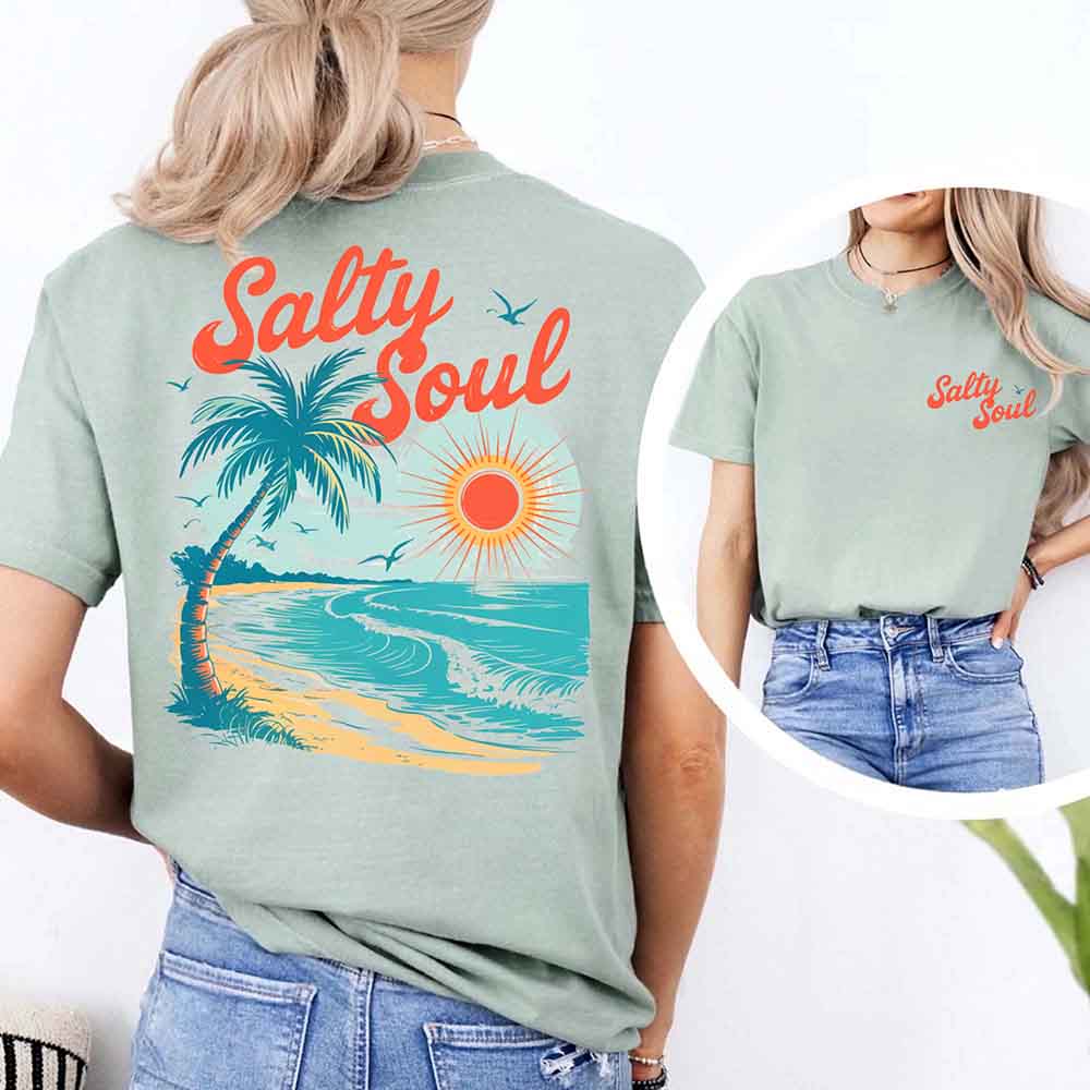 Salty Soul Comfort Colors Tee – Women’s Summer Beach Shirt