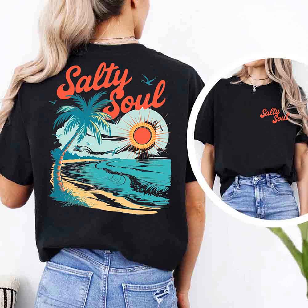 Salty Soul Comfort Colors Tee – Women’s Summer Beach Shirt