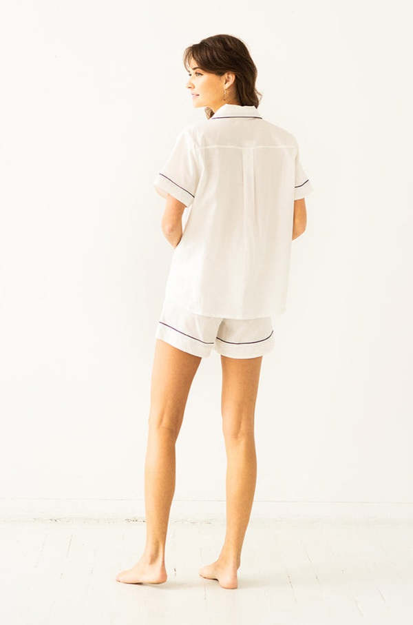 SALUA Classic Shorties Pajamas in Woven Cotton
