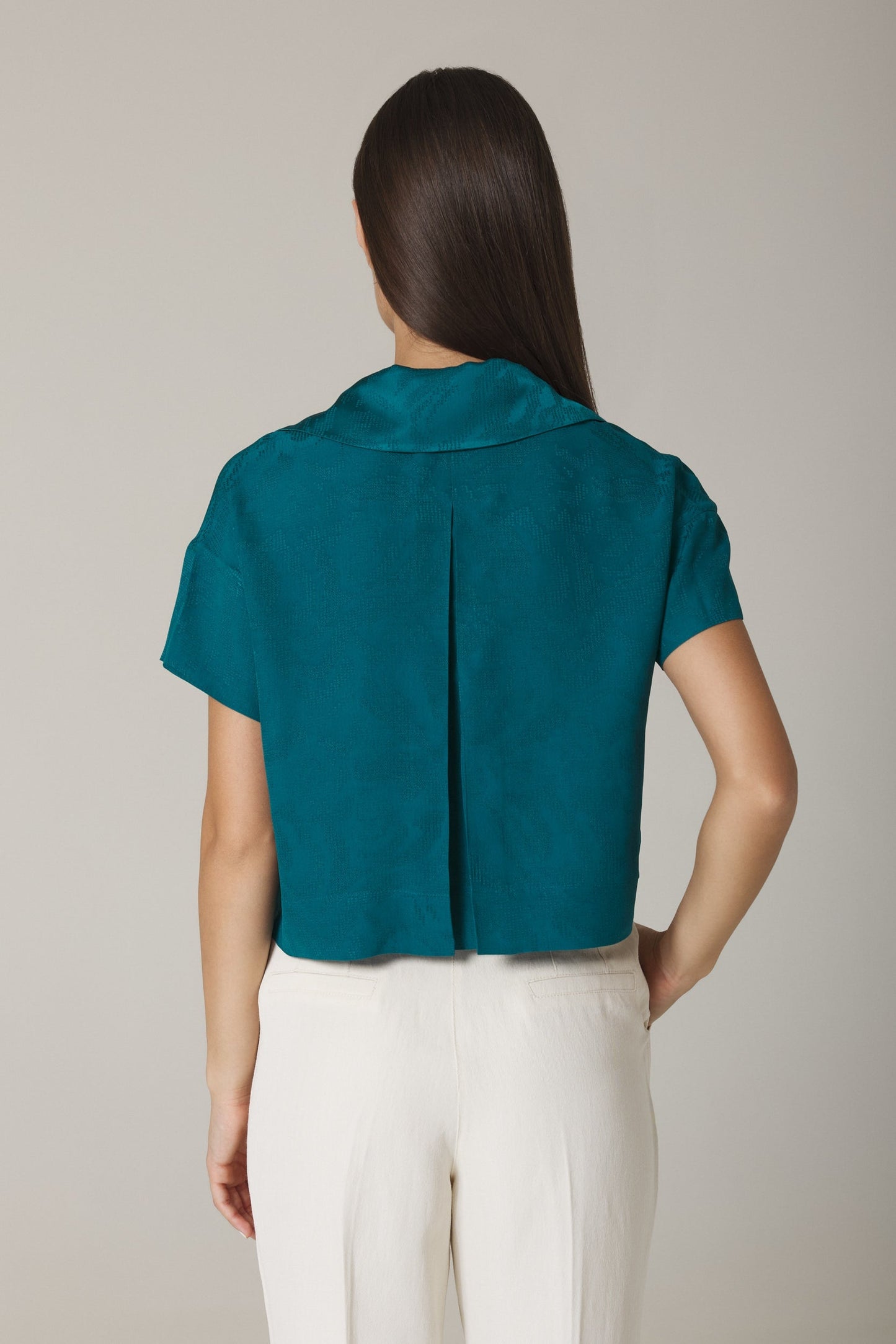 PAOLA SHORT SLEEVE BLOUSE IN CAPRI BLUE