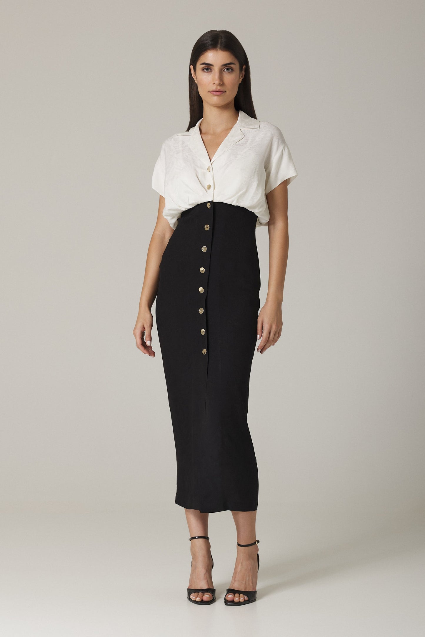 AIDA SHIRT DRESS IN BLACK COMBO