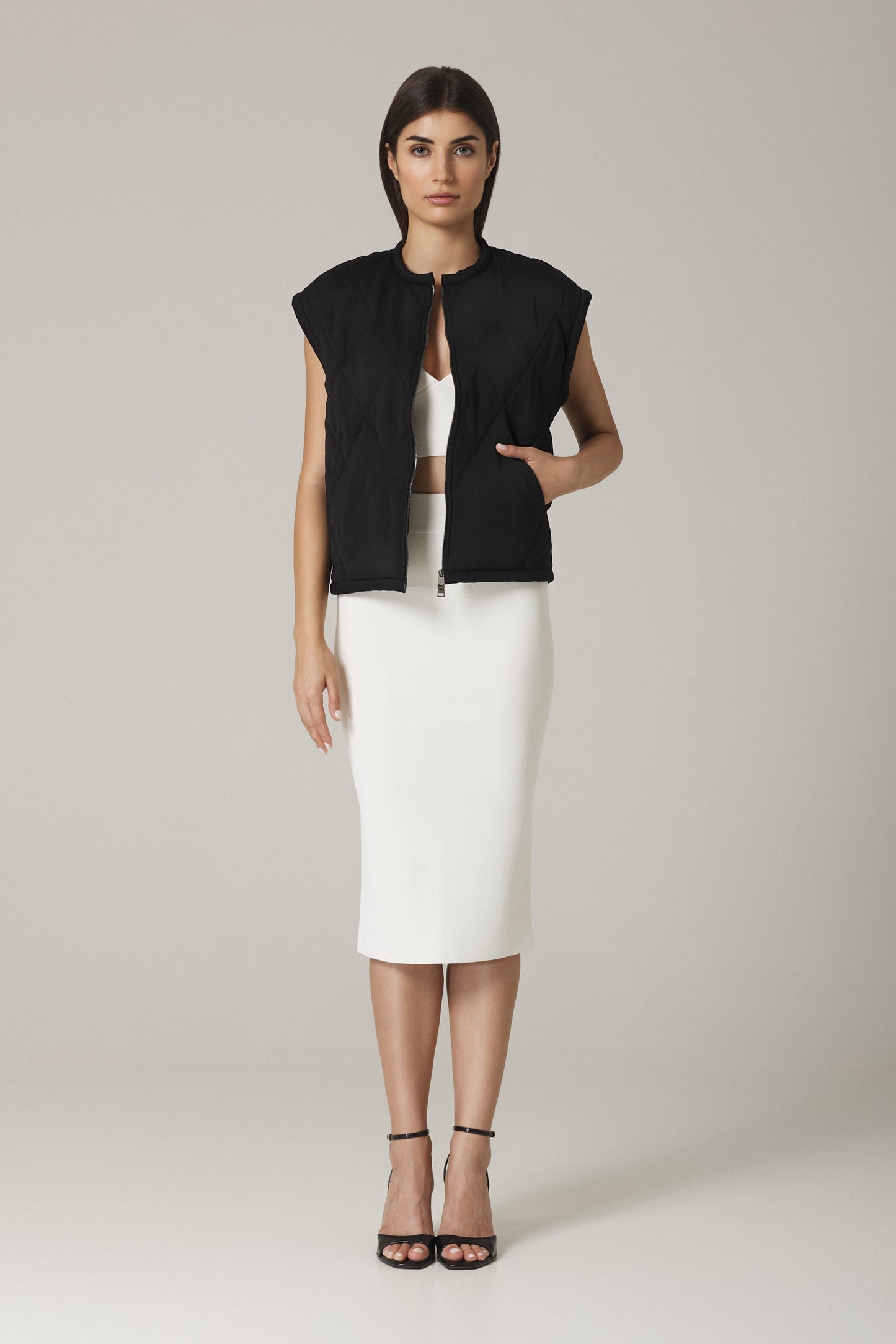NAOMI CONTOURING KNIT PENCIL SKIRT IN SUGAR