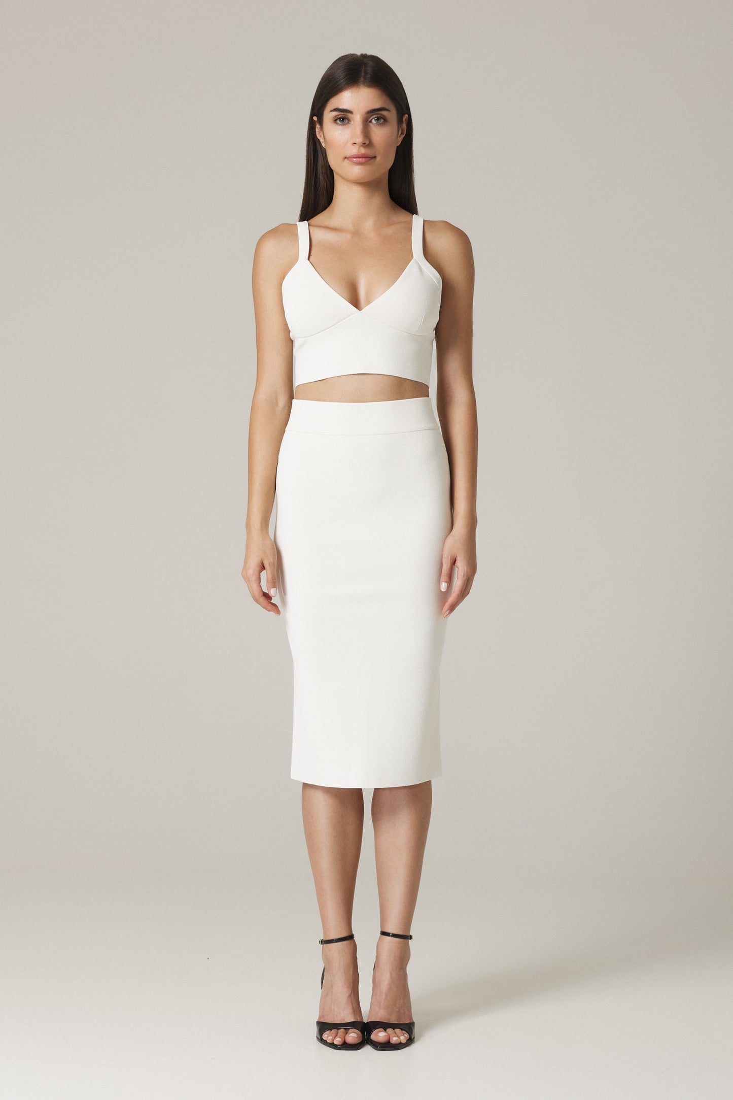 NAOMI CONTOURING KNIT PENCIL SKIRT IN SUGAR