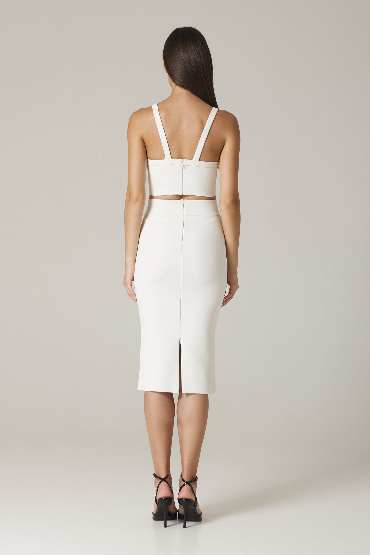 NAOMI CONTOURING KNIT PENCIL SKIRT IN SUGAR