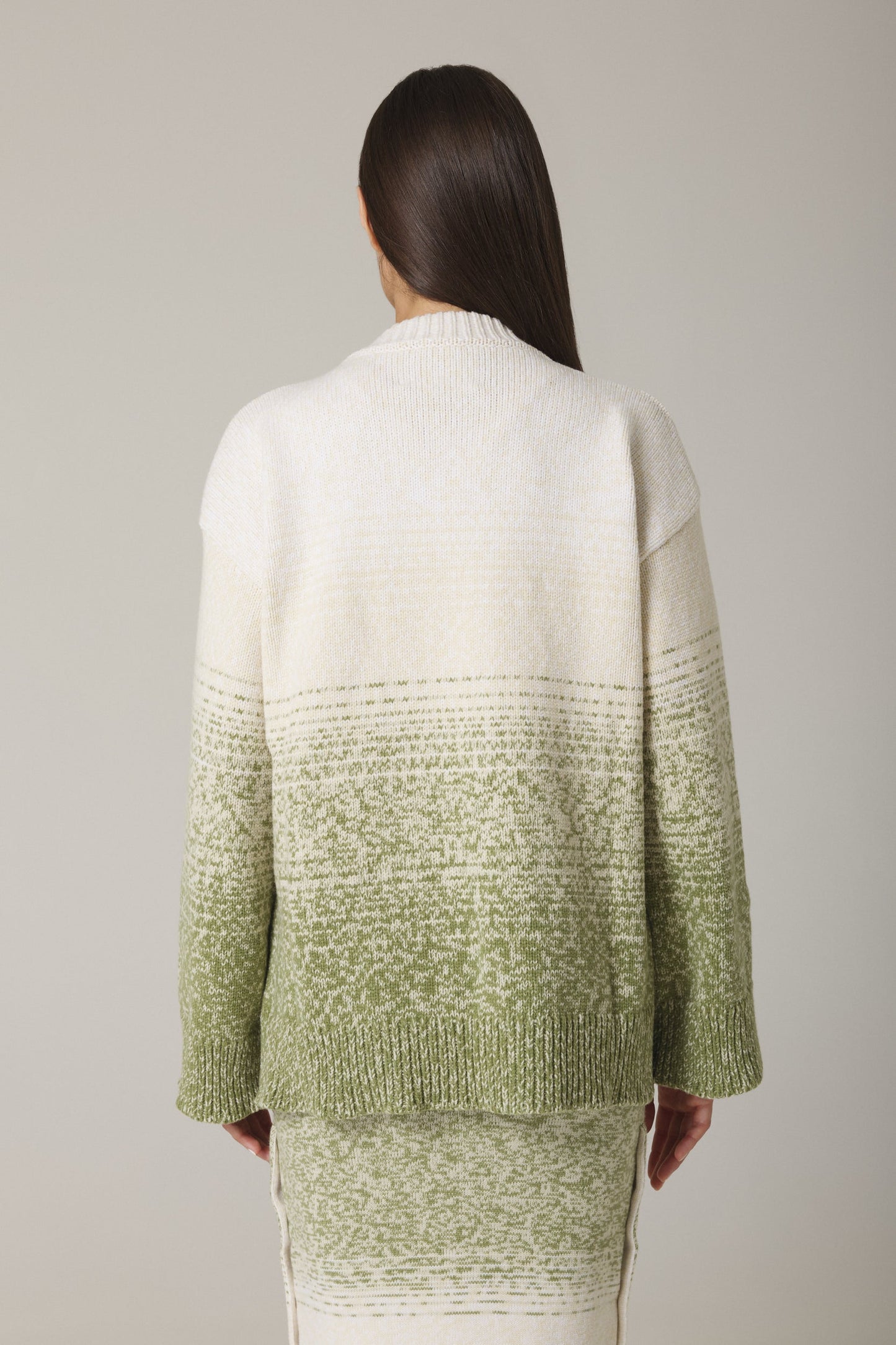 Ombré Open Cardigan Olive Combo Relaxed Silhouette WADIM