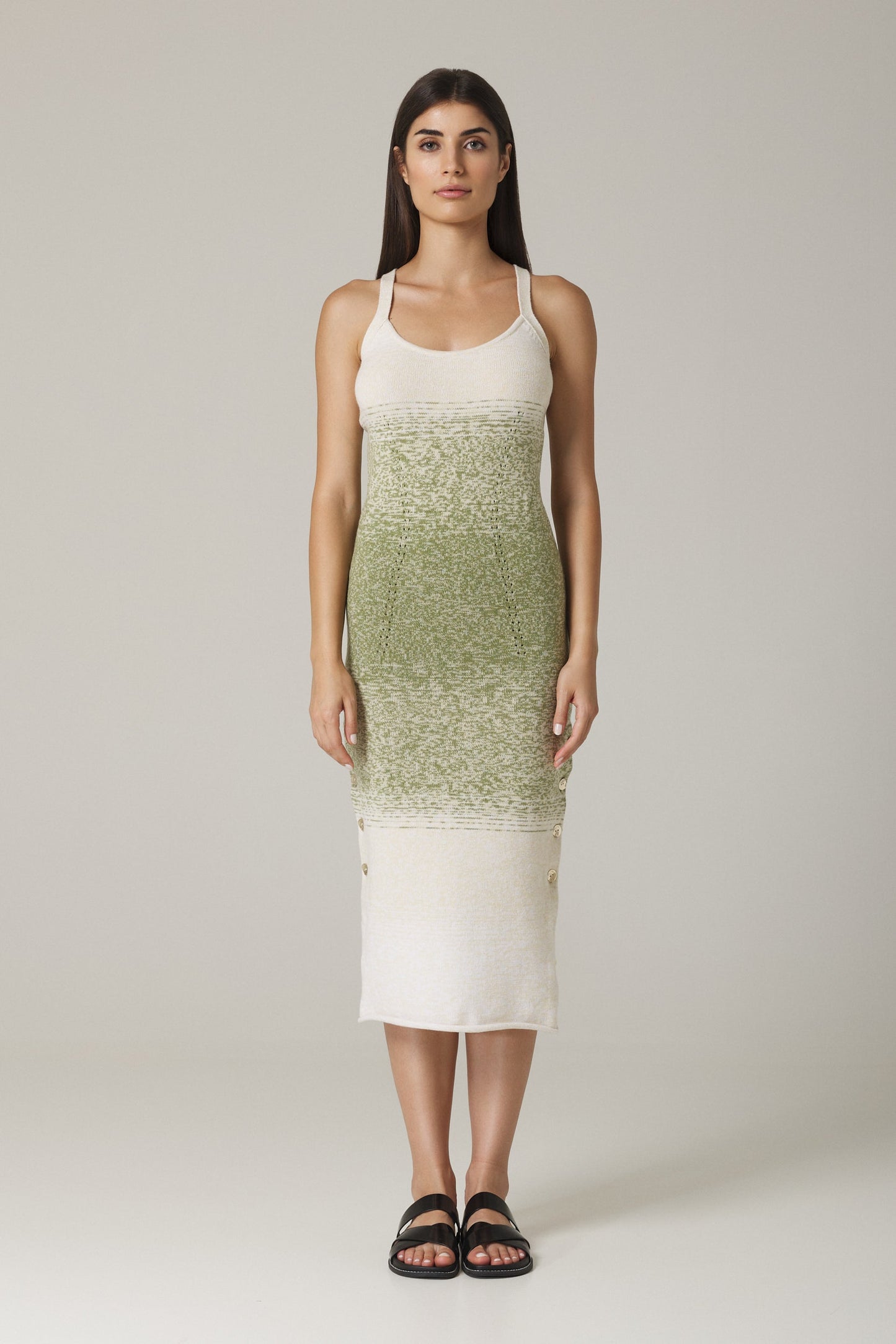 YEDDA OMBRÉ SWEATER DRESS IN OLIVE COMBO