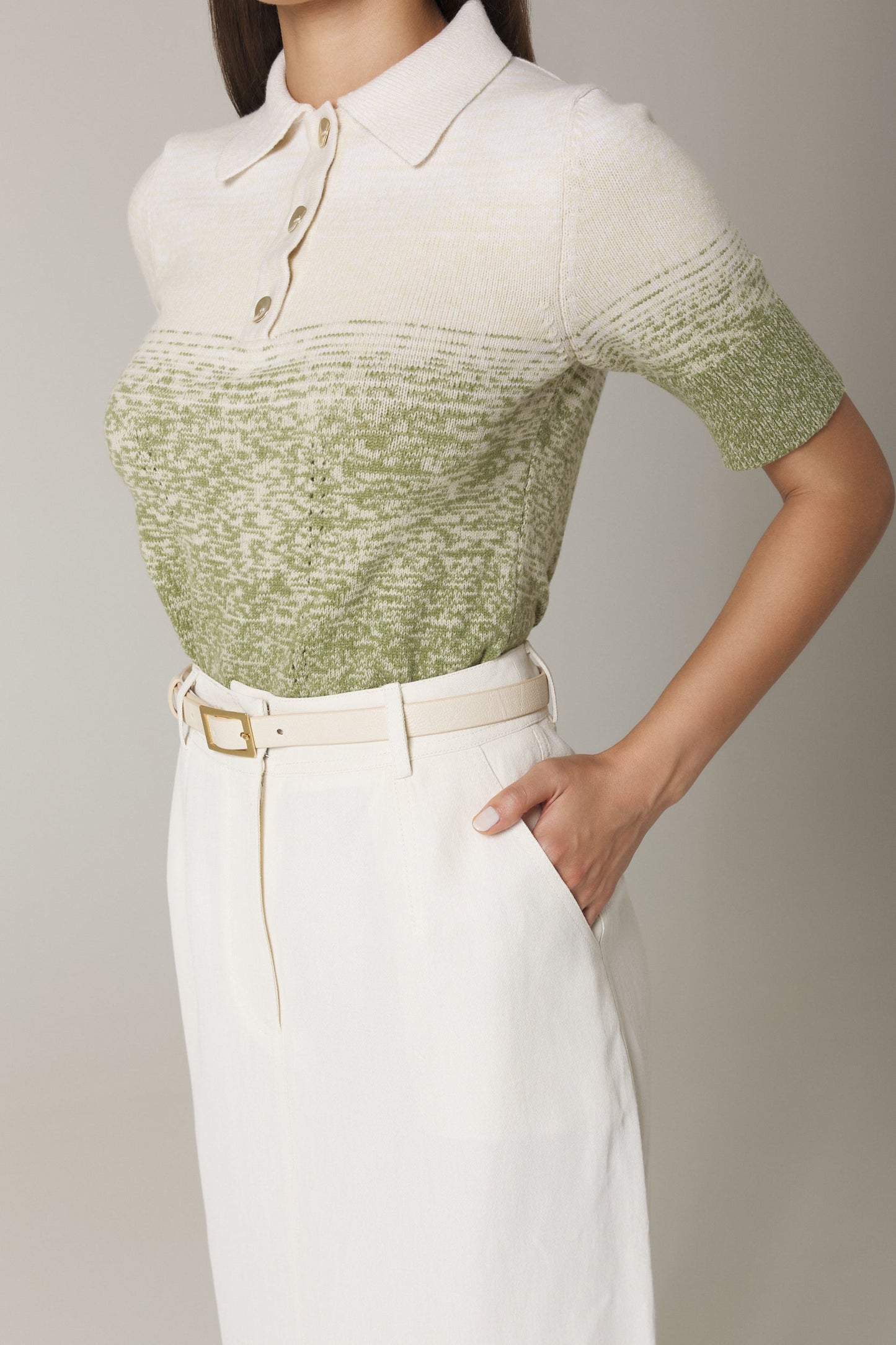 OLIA BELTED PENCIL SKIRT IN SAND