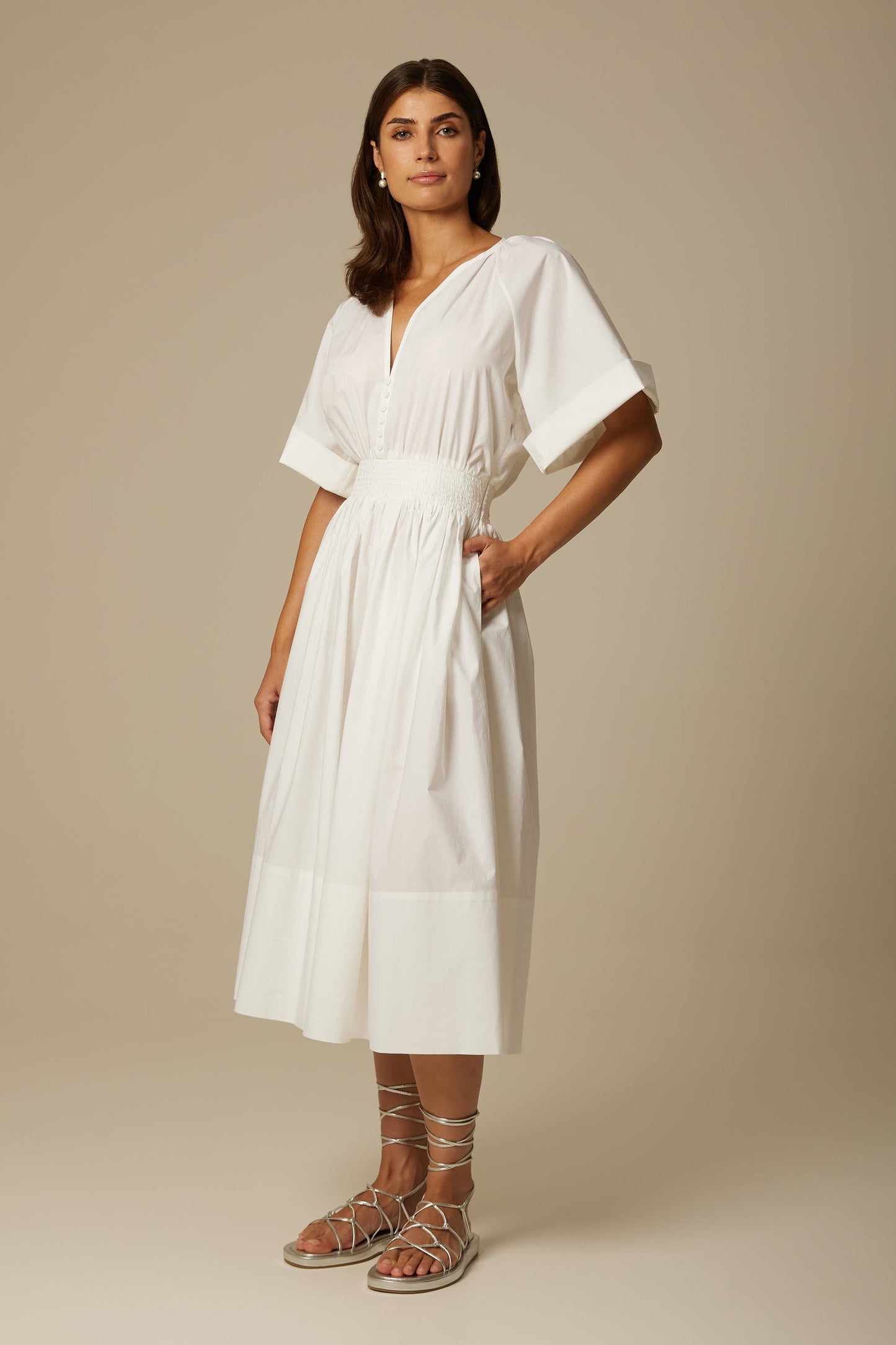 ANIA ORGANIC COTTON SHIRT DRESS IN WHITE