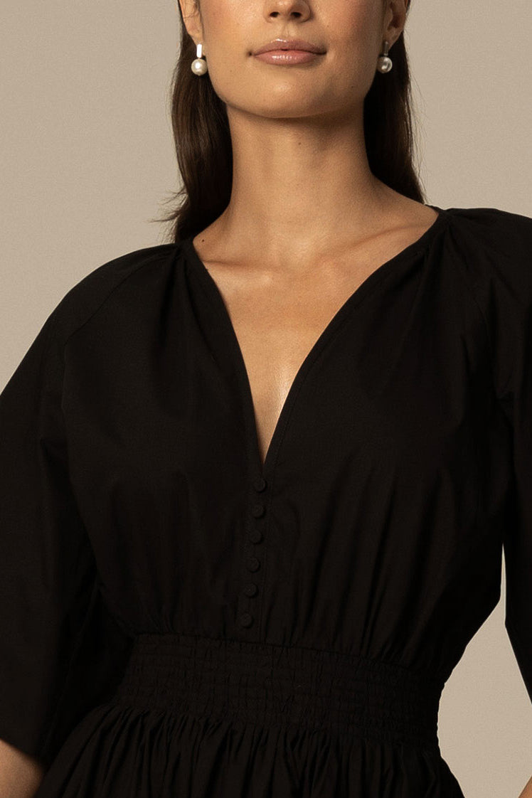 ANIA ORGANIC COTTON SHIRT DRESS IN BLACK