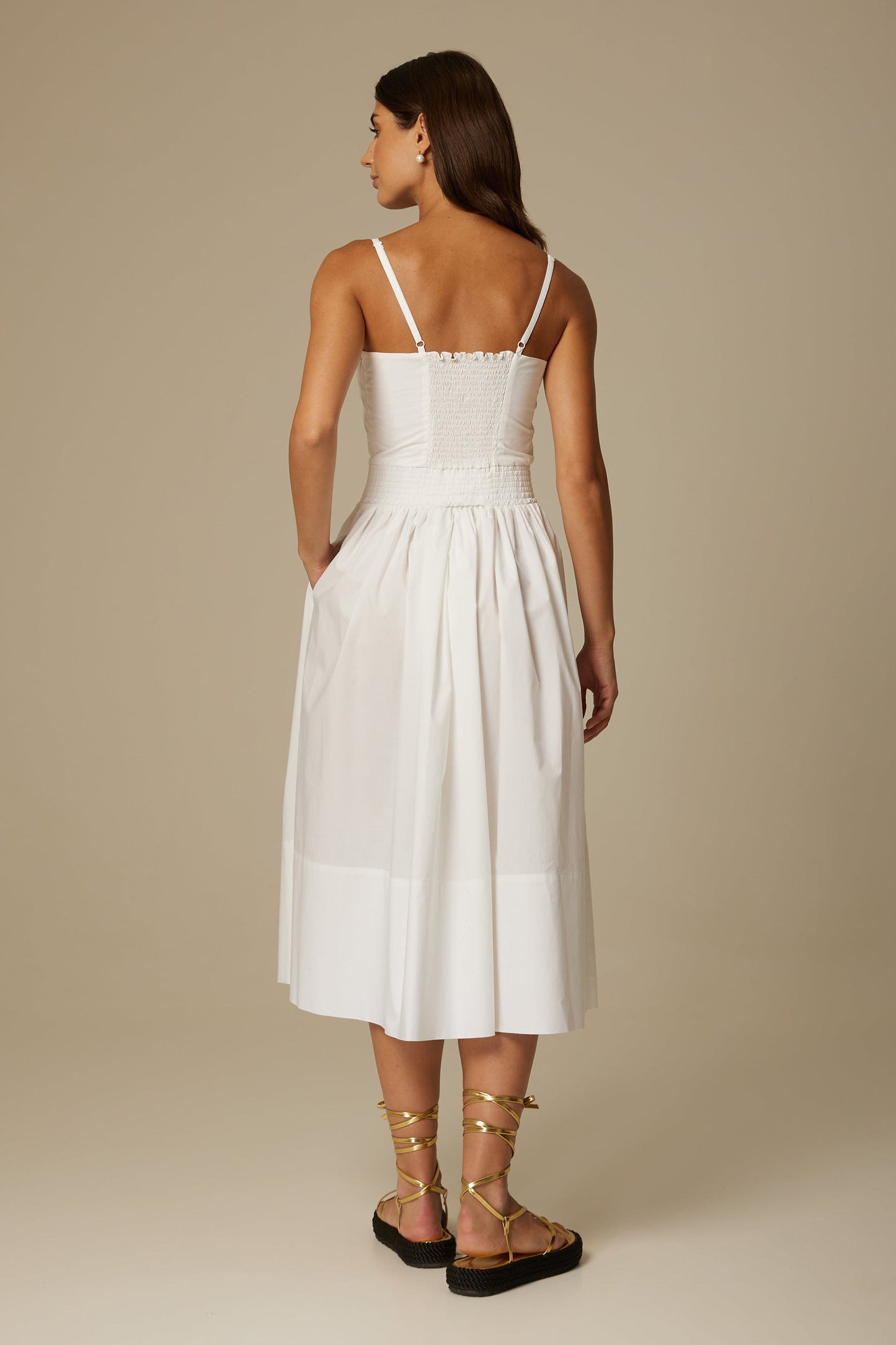MIRIA ORGANIC COTTON STRAPPY DRESS IN WHITE